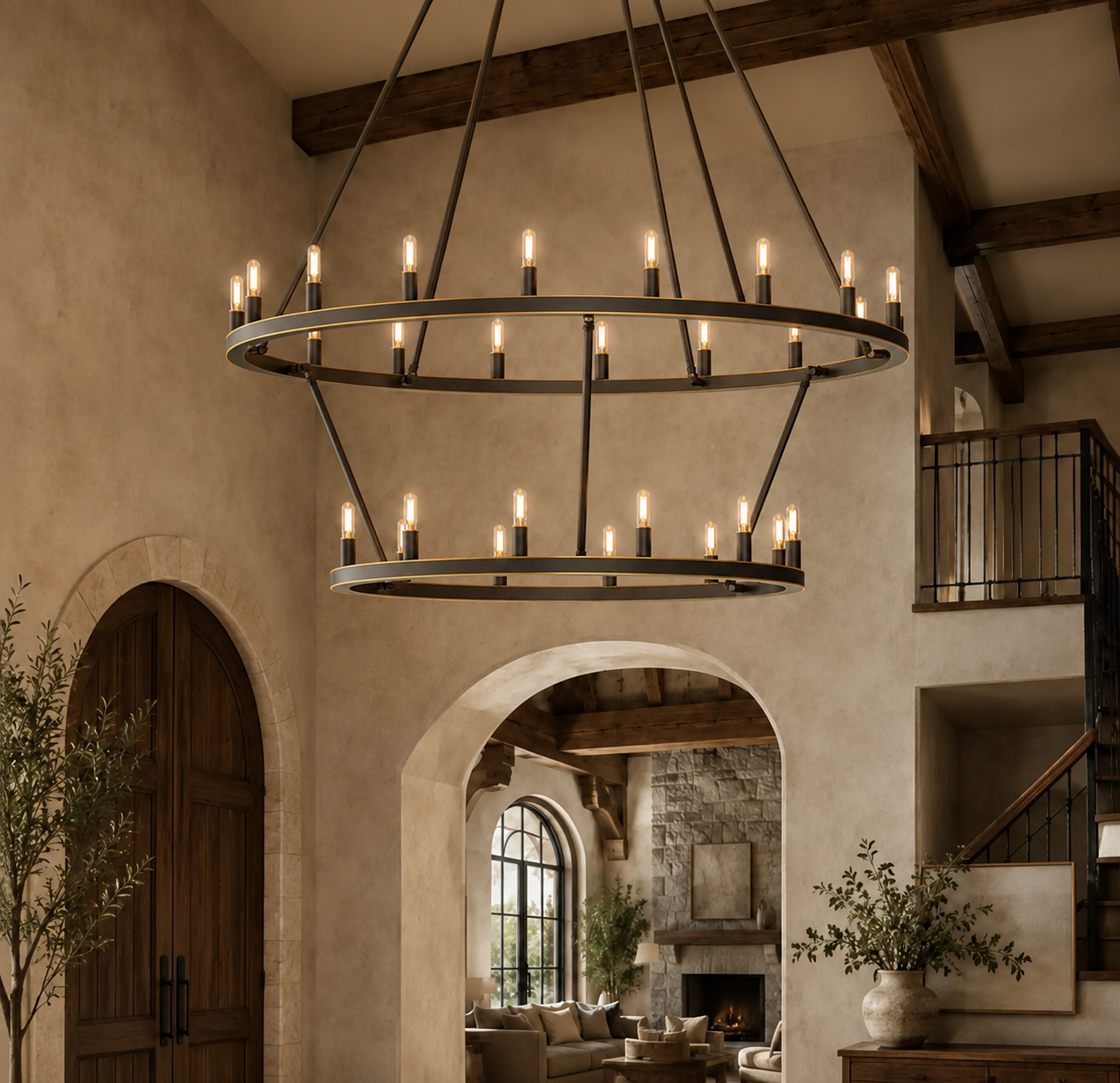 ALVA 30-Light Antique 2-Layer Bronze Aged brass E14 wagon wheel Farmhouse Chandelier - 7Pandas Australia