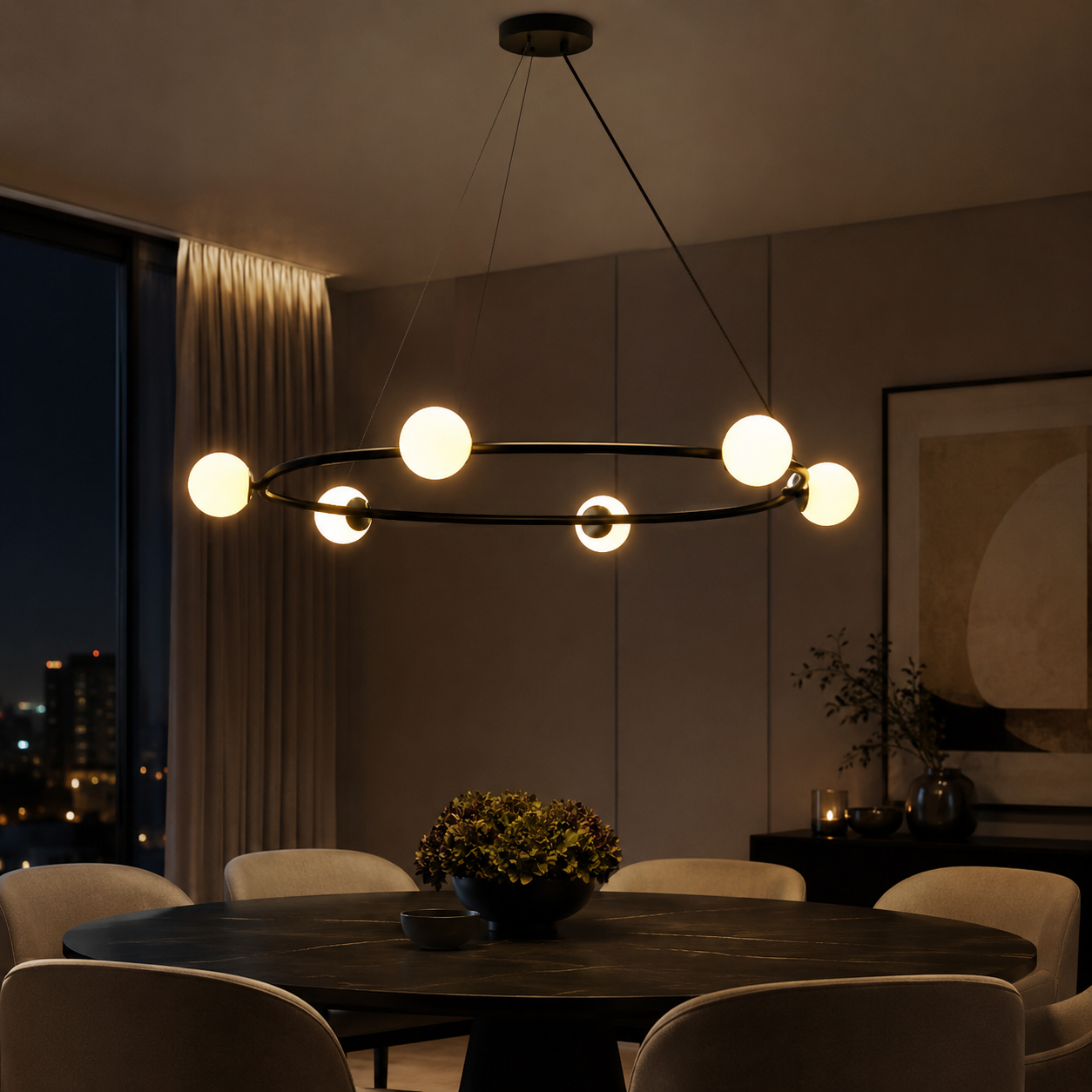 ANGELO 6-LIGHT 1050mm Diameter Round LED Contemporary Modern Style G9 Base