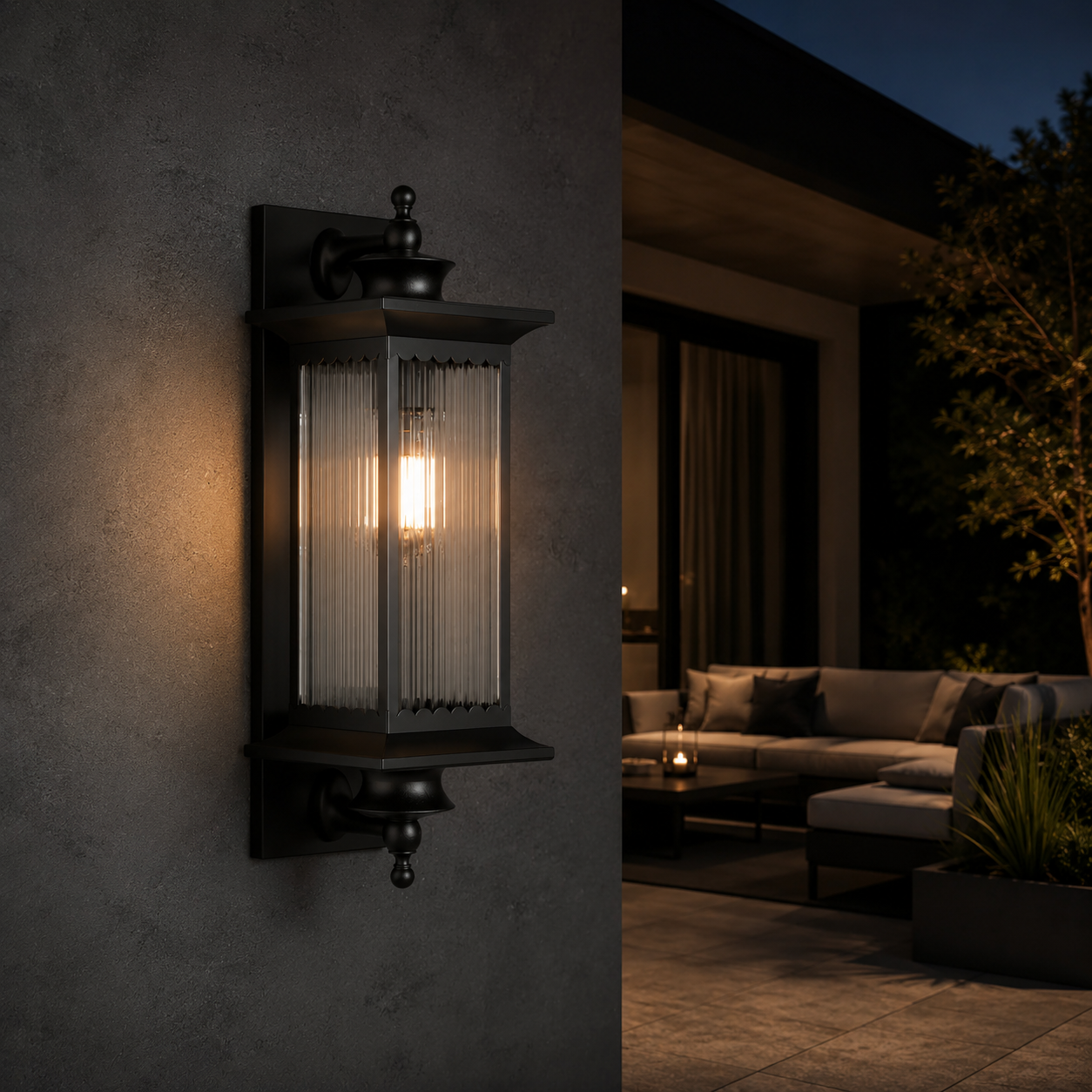 Murcia Large and Medium Traditional Outdoor Exterior Wall Light Matt Black E27 IP44