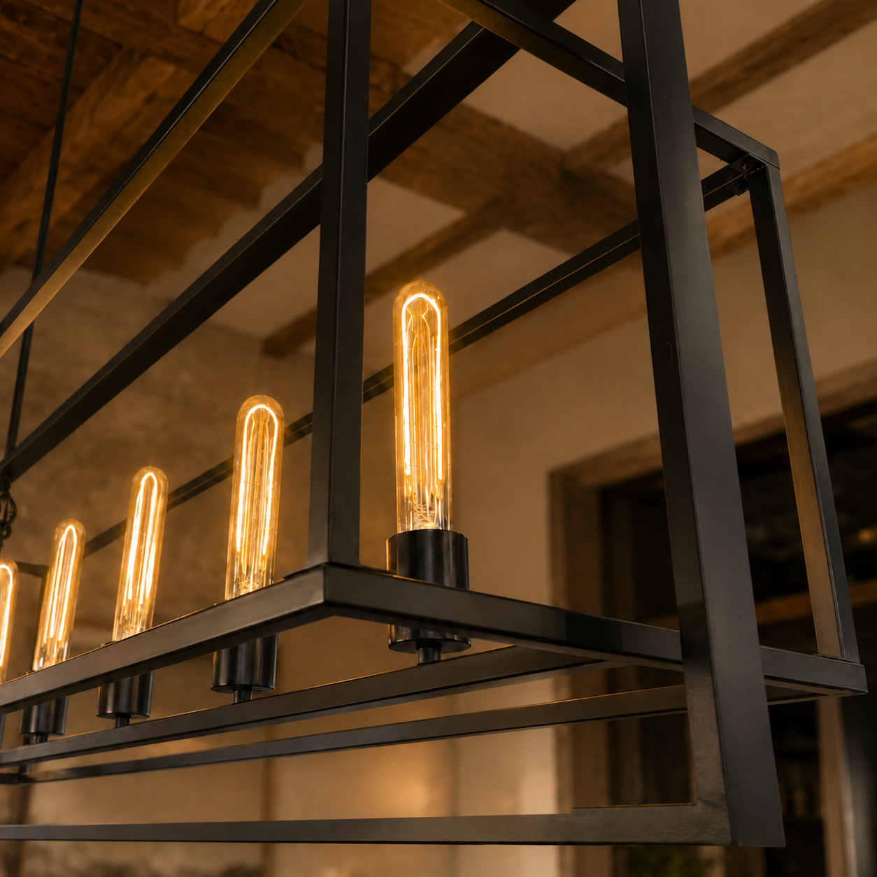 CARLTON Rectangular Farmhouse Industrial Style Chandeliers with LED Light Dimmable - 7Pandas Australia