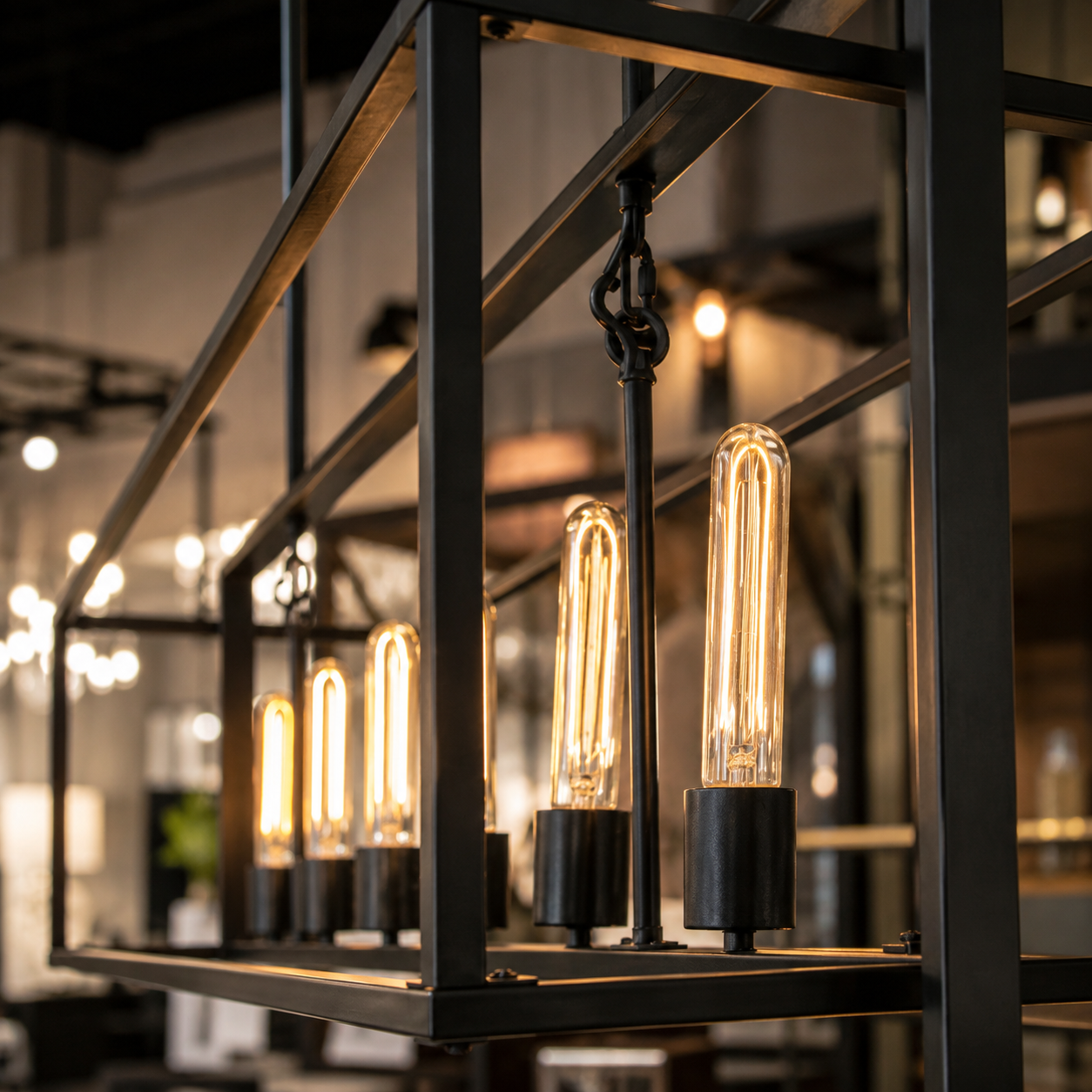 CARLTON Rectangular Farmhouse Industrial Style Chandeliers with LED Light Dimmable - 7Pandas Australia