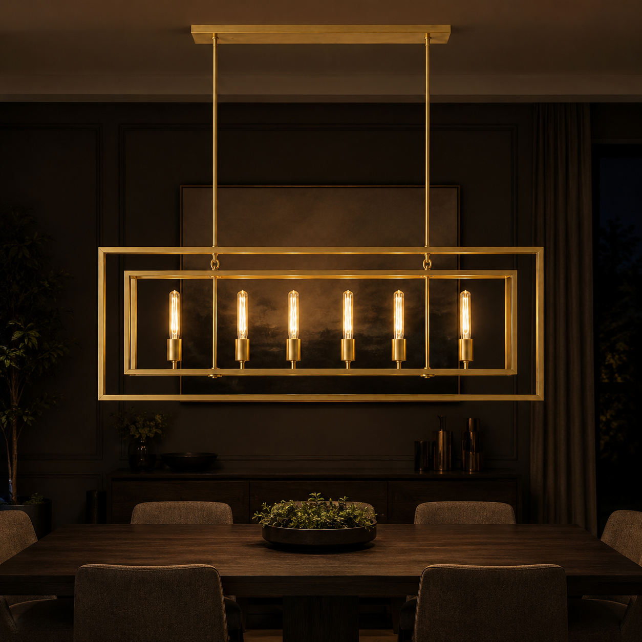 CARLTON Rectangular Farmhouse Industrial Style Chandeliers with LED Light Dimmable - 7Pandas Australia