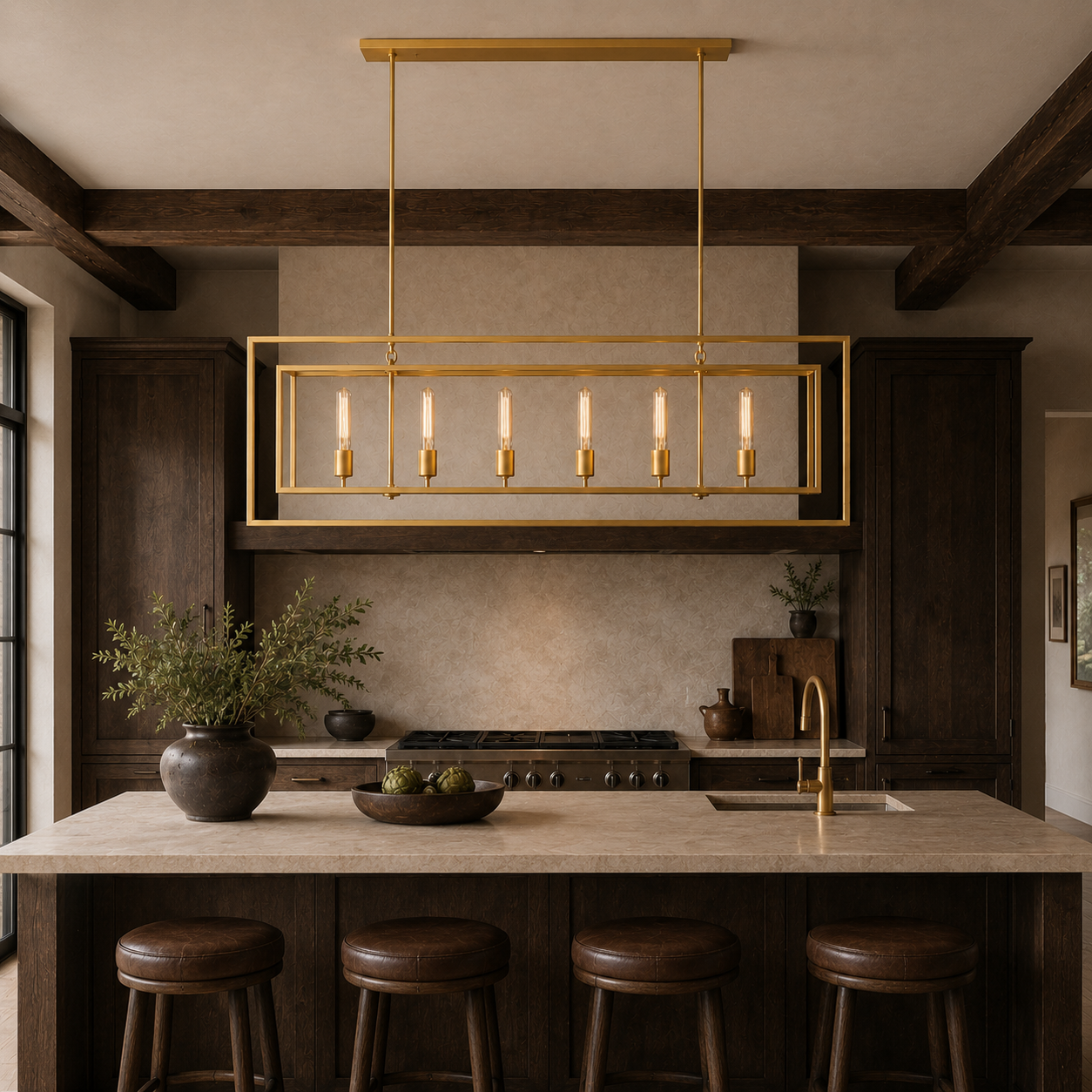 CARLTON Rectangular Farmhouse Industrial Style Chandeliers with LED Light Dimmable - 7Pandas Australia