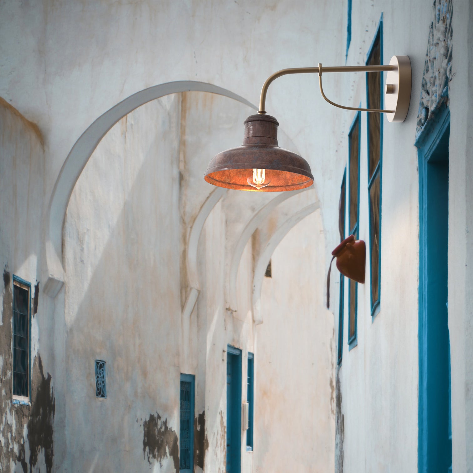 FLORENCE Antique Wall Lamp Aged Solid Copper E27 - 7Pandas Australia