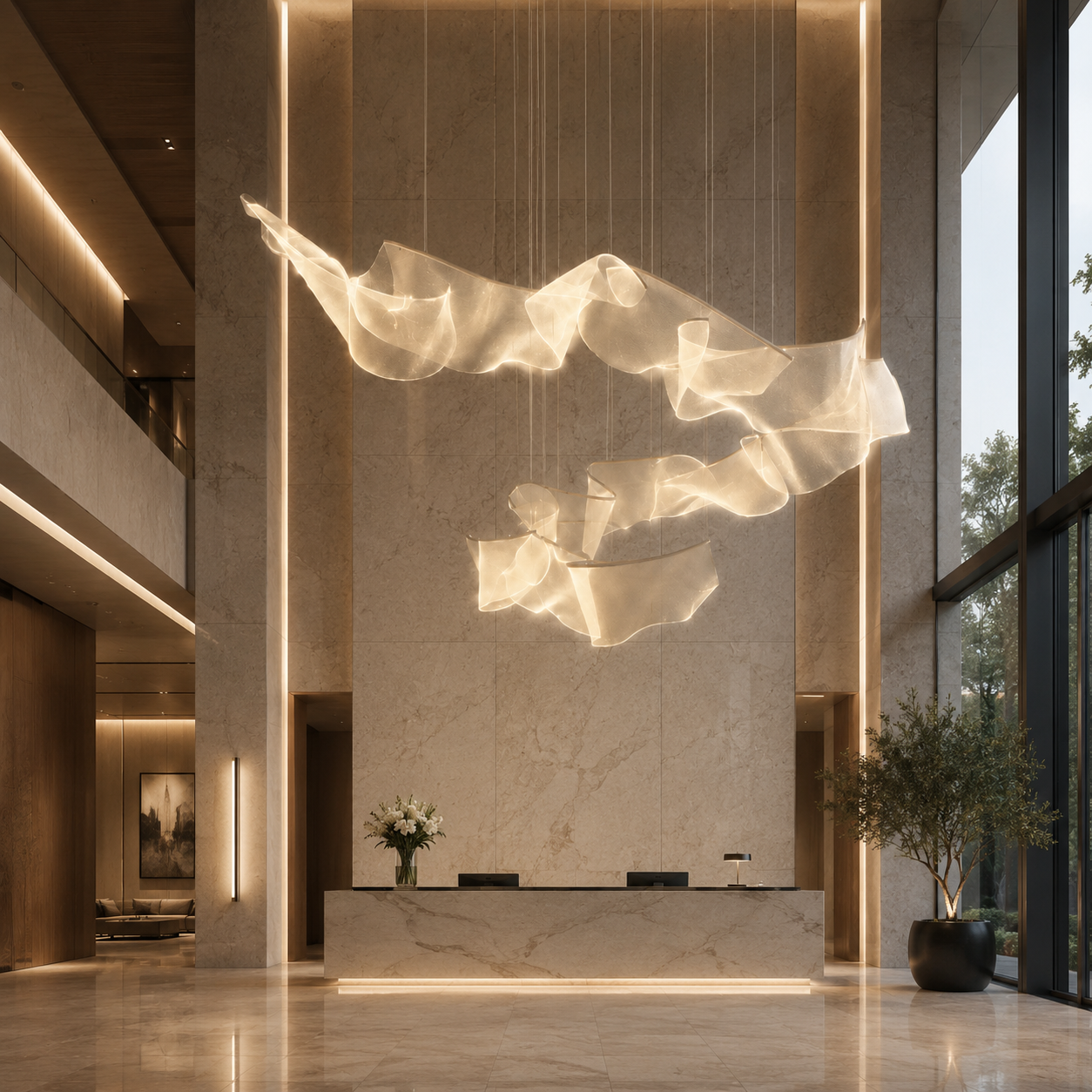 BORAS Large LED Custom Made Modern Style Chandelier Acrylic Dimmable Commercial Hotel Office - 7Pandas Australia