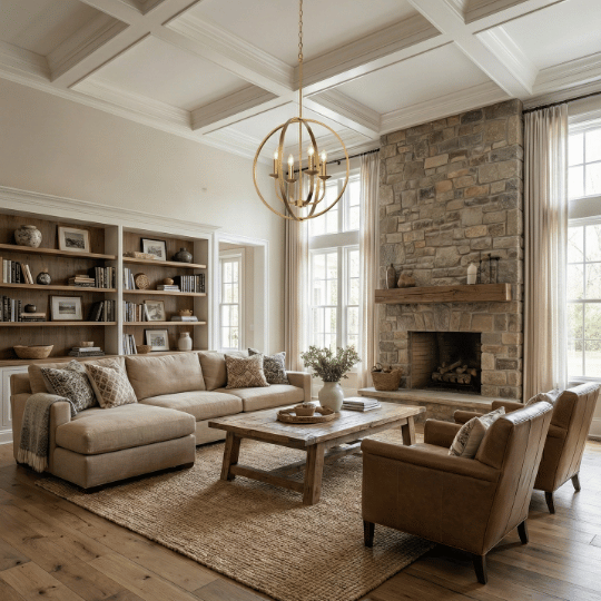 JUSMIN 560mm dia Round Farmhouse Style Chandelier Dining Room Aged Brass - 7Pandas Australia