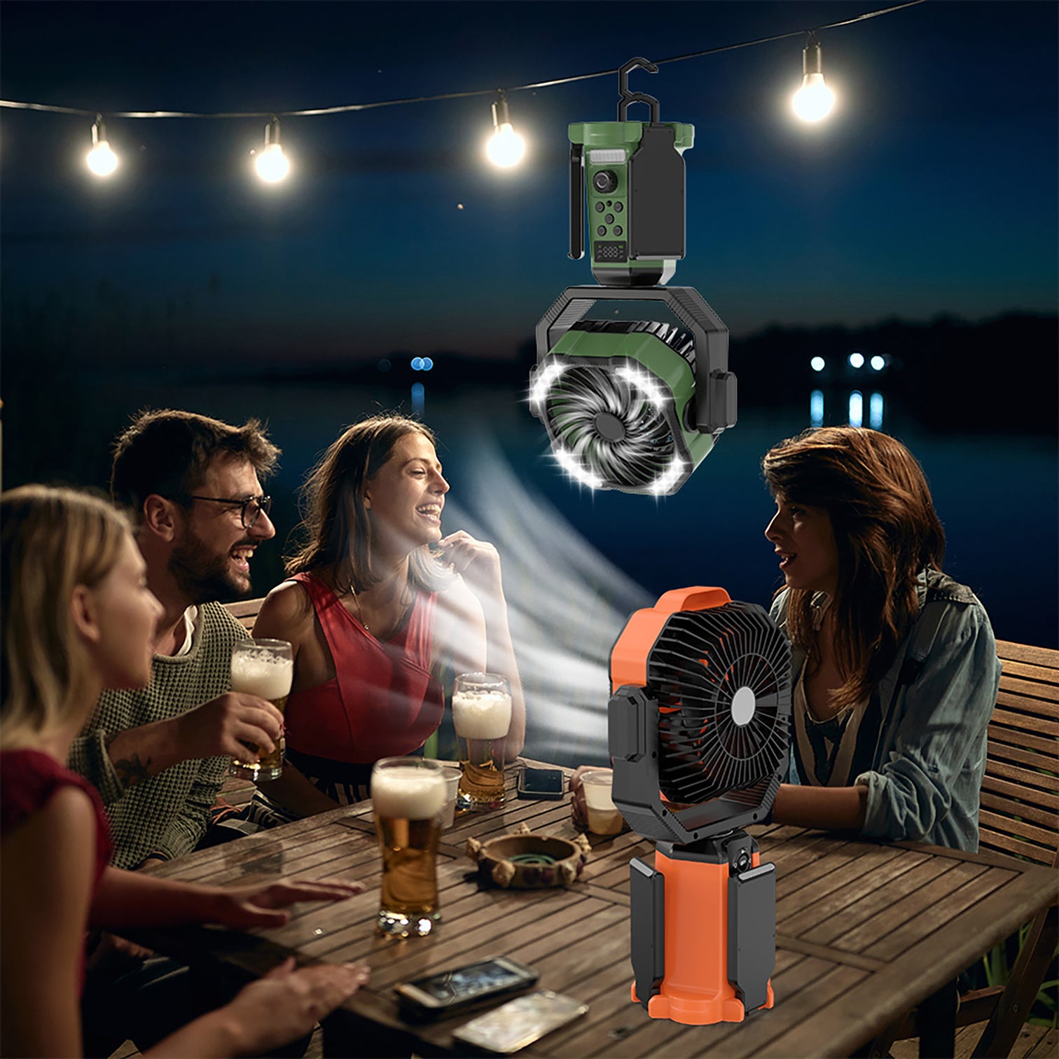 Outdoor Solar Portable Rechargeable double blade Camping Fan 20000mAh Remote Control - 7Pandas Australia