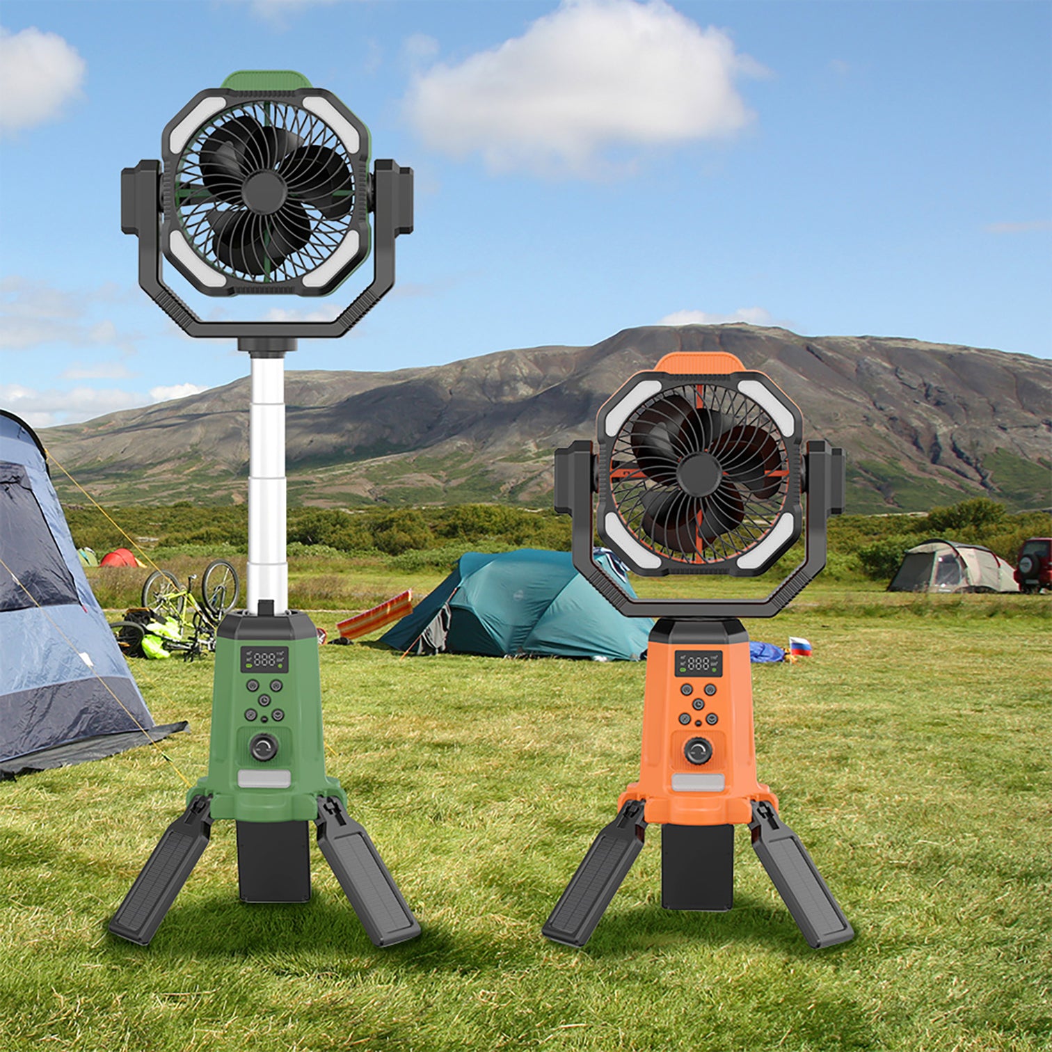 Outdoor Solar Portable Rechargeable double blade Camping Fan 20000mAh Remote Control - 7Pandas Australia