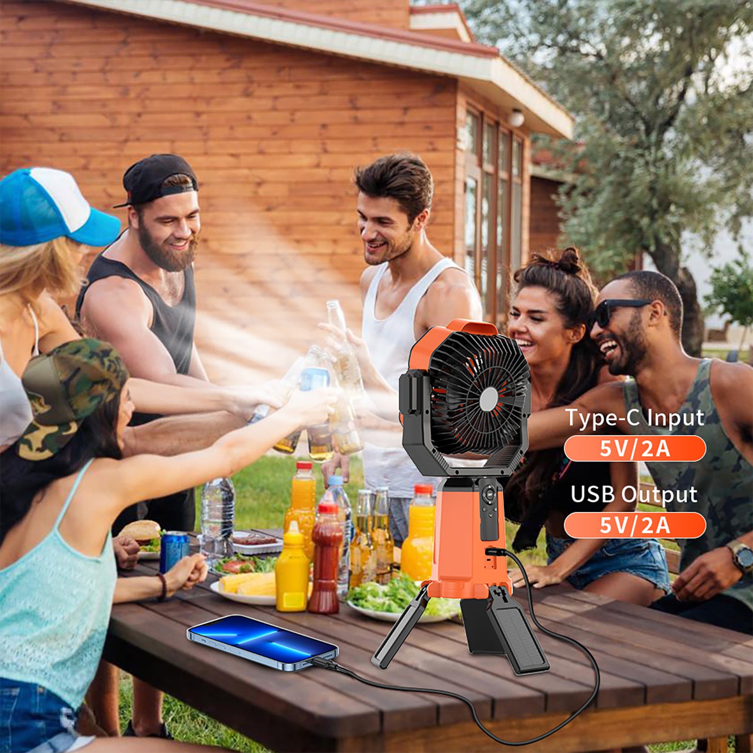 Outdoor Solar Portable Rechargeable double blade Camping Fan 20000mAh Remote Control - 7Pandas Australia