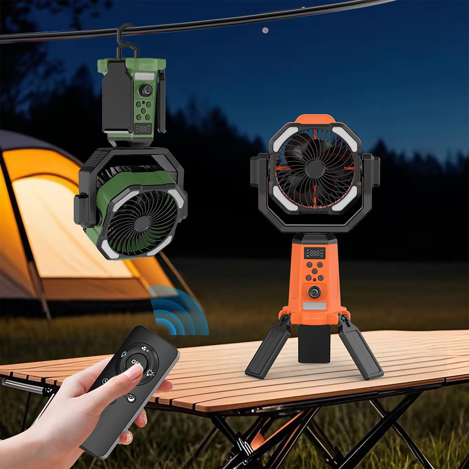 Outdoor Solar Portable Rechargeable double blade Camping Fan 20000mAh Remote Control - 7Pandas Australia