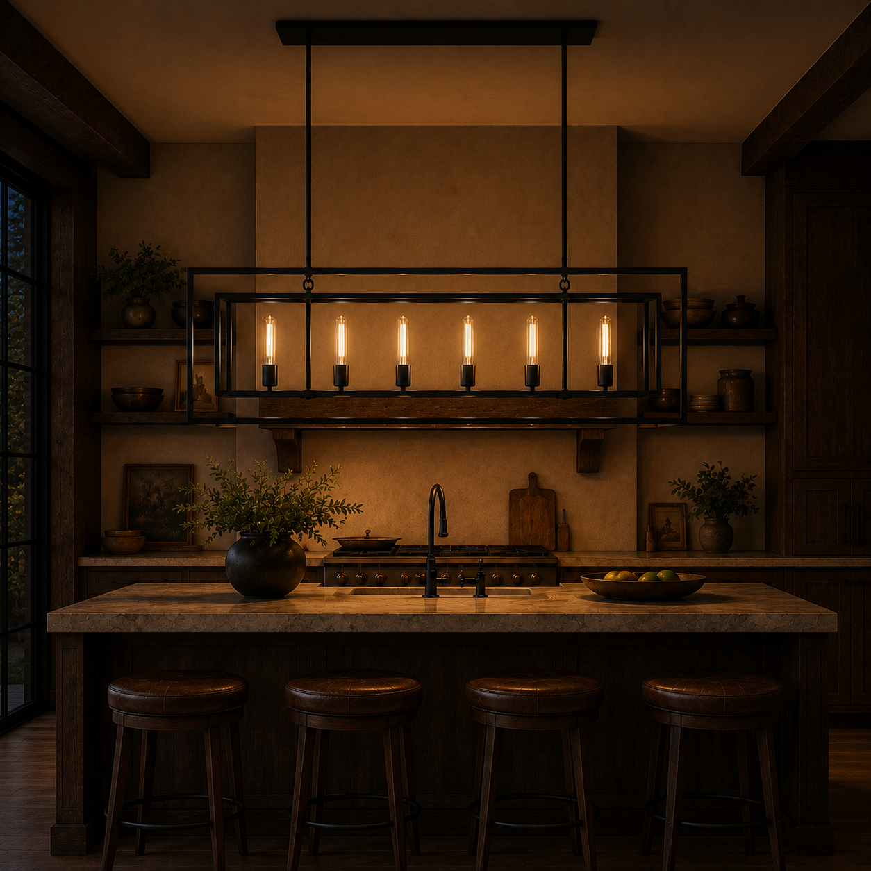 CARLTON Rectangular Farmhouse Industrial Style Chandeliers with LED Light Dimmable - 7Pandas Australia