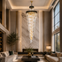 ROSS Large Luxury Contemporary Style Staircase K9 Crystal Chandelier Living Room