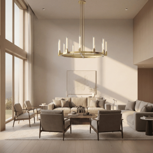 MONTE 12-Lights Modern Crystal Tubular Chandelier Round Aged Brass E27 - 7Pandas Australia