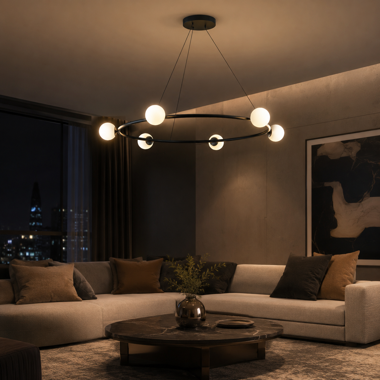 ANGELO 6-LIGHT 1050mm Diameter Round LED Contemporary Modern Style G9 Base