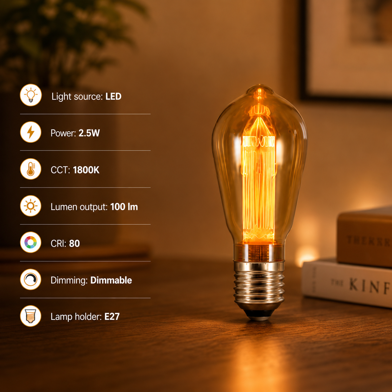 4PACK LED Industrial Style Filament Vintage Globe 2.5W Dimmable - 7Pandas Australia