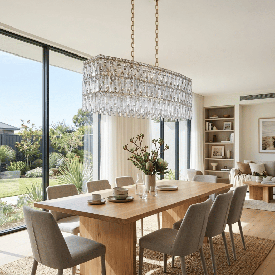 PERONI Contemporary Rectangle Modern Crystal Chandelier Lighting E14 B