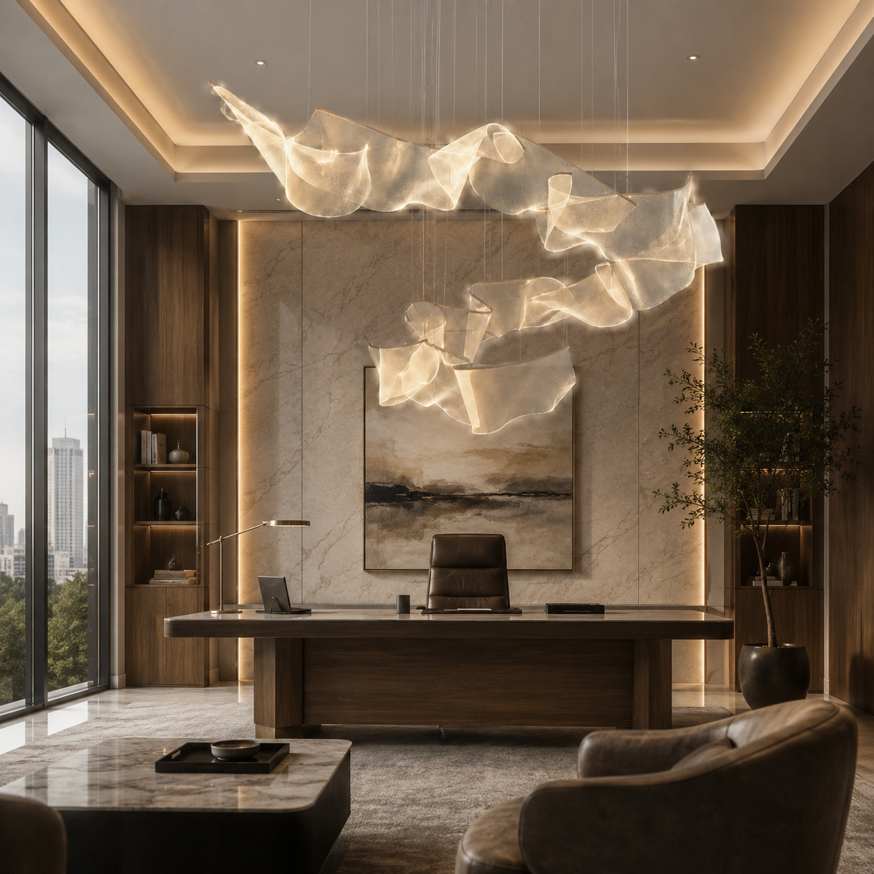 BORAS Large LED Custom Made Modern Style Chandelier Acrylic Dimmable Commercial Hotel Office - 7Pandas Australia