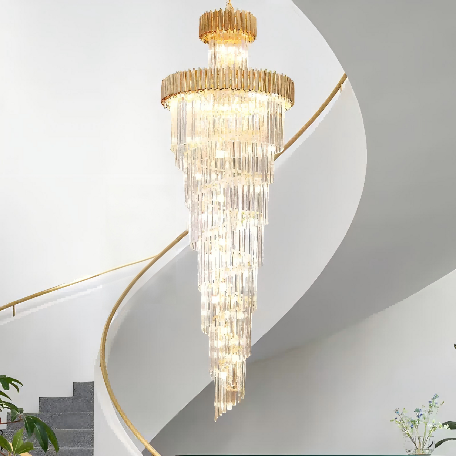 ROSS Large Luxury Contemporary Style Staircase K9 Crystal Chandelier Living Room - 7Pandas Australia