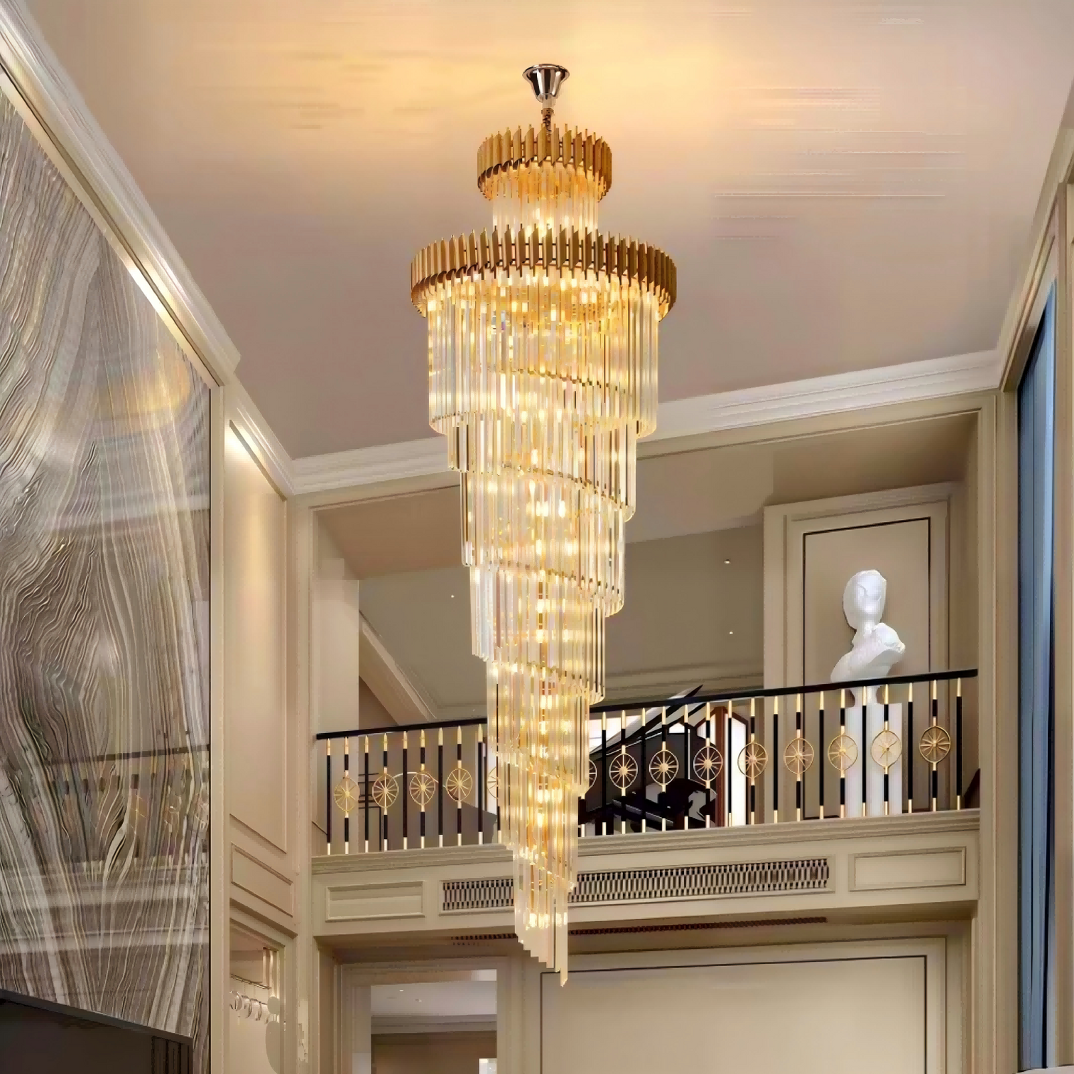 ROSS Large Luxury Contemporary Style Staircase K9 Crystal Chandelier Living Room - 7Pandas Australia