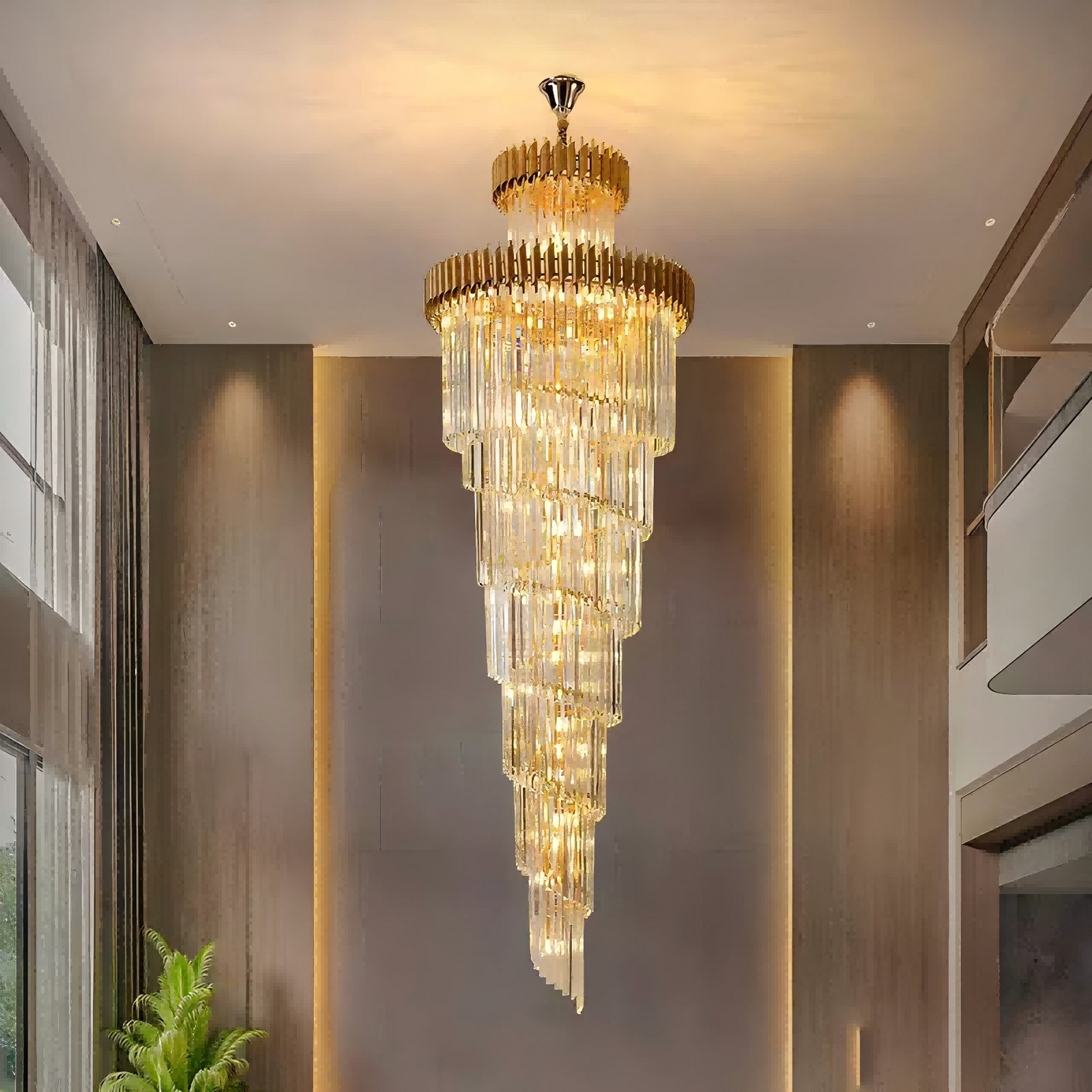 ROSS Large Luxury Contemporary Style Staircase K9 Crystal Chandelier Living Room - 7Pandas Australia