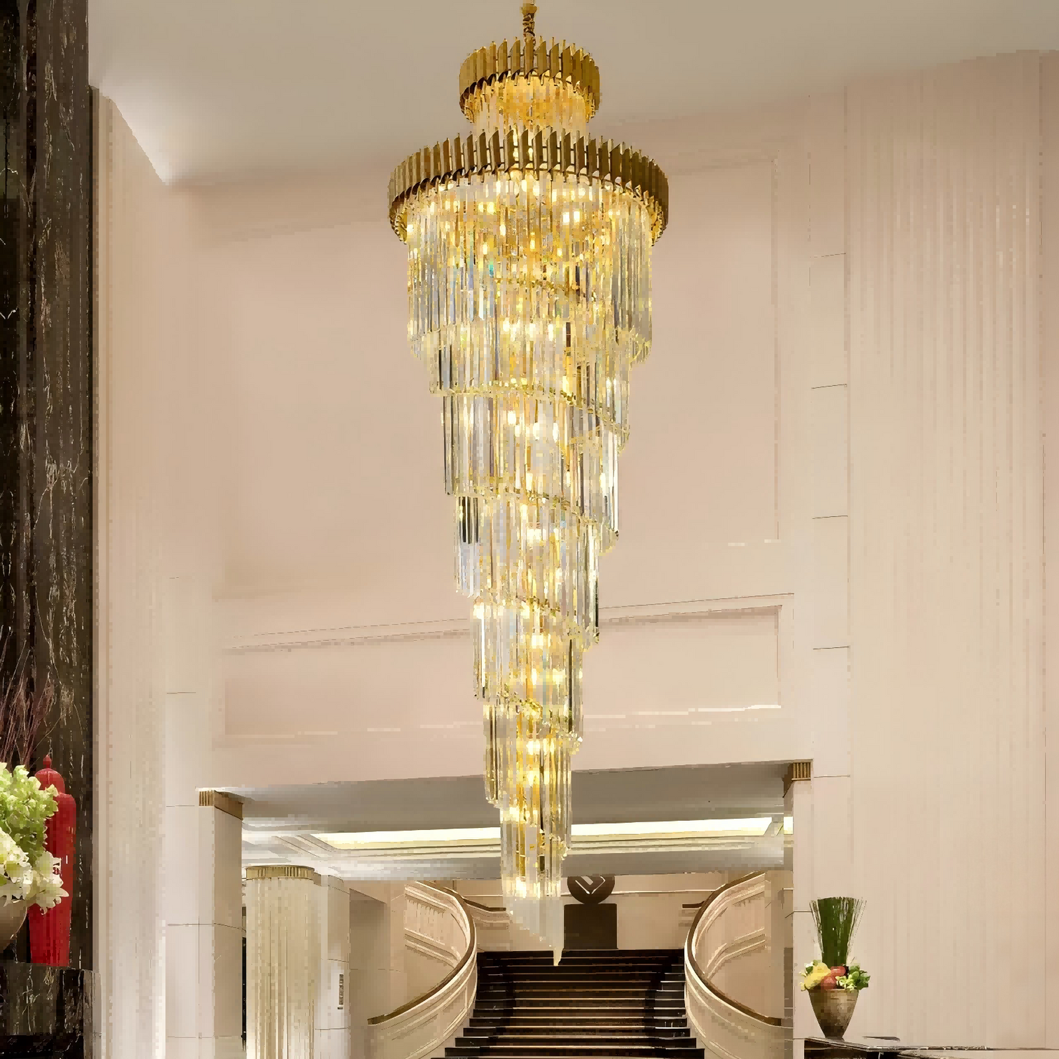 ROSS Large Luxury Contemporary Style Staircase K9 Crystal Chandelier Living Room - 7Pandas Australia