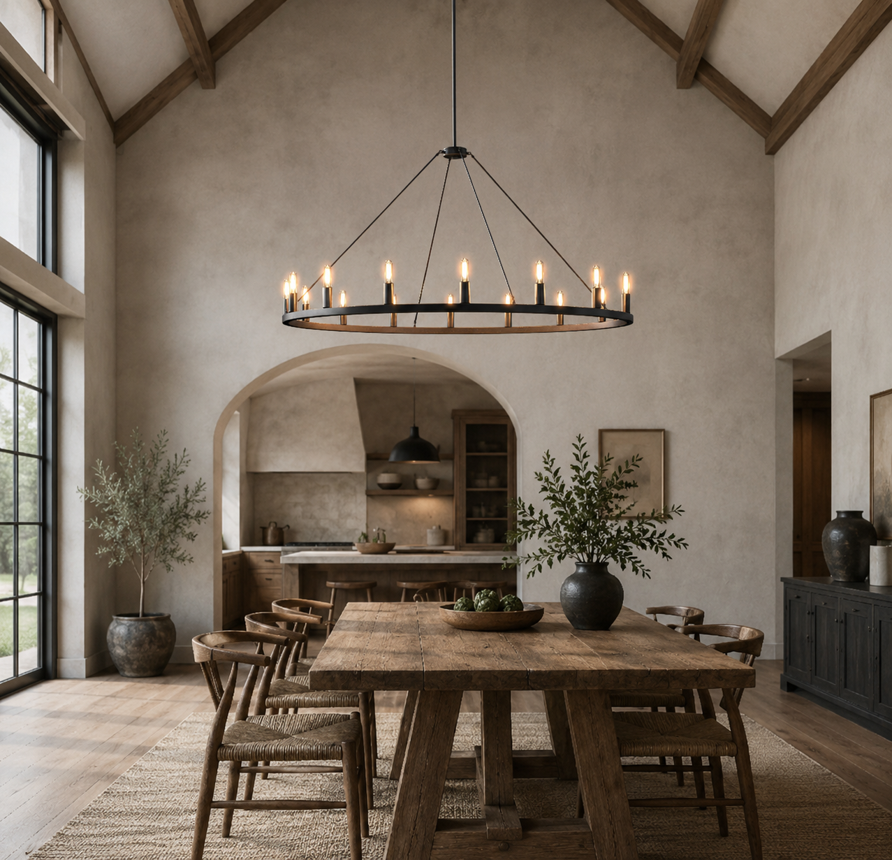 ALVA 16-Light Antique Farmhouse Wagon Wheel Chandelier Bronze E14
