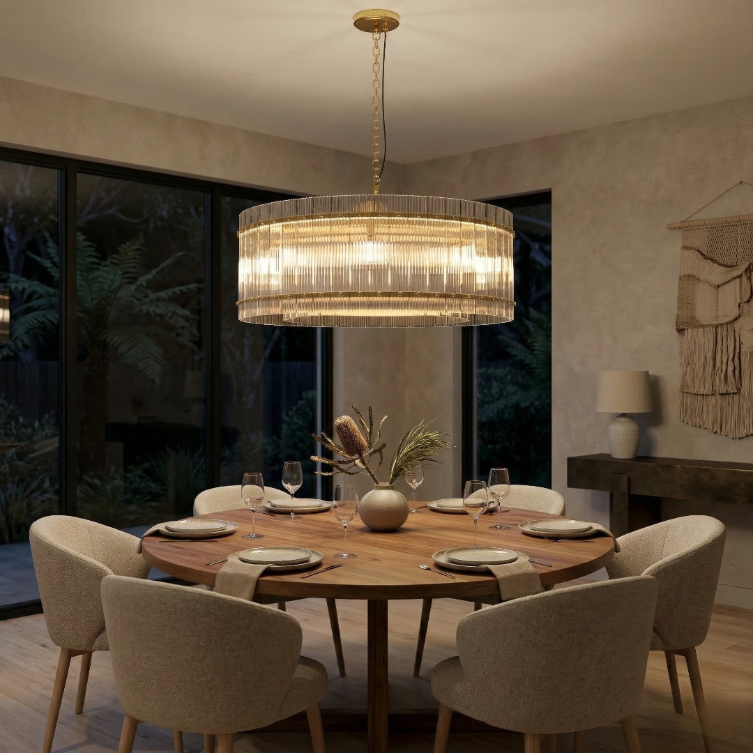 VALENCIA Round Modern Luxury K9 Crystal Drum Chandelier E14 - 7Pandas Australia