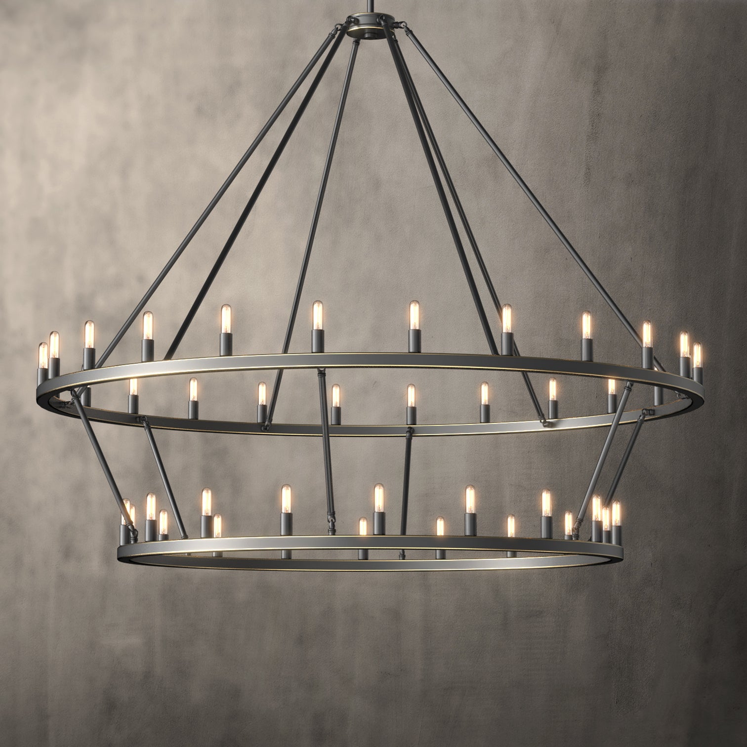 ALVA 42-Light Antique 2-Layer Bronze E14 Circular wagon wheel Farmhouse Chandelier - 7Pandas Australia