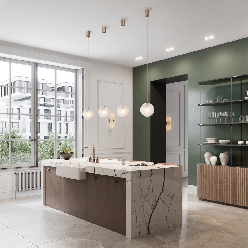 LYON Modern Style LED Alabaster Pendant Light Fixture Dimmable Kitchen Dining Table Bulb Included - 7Pandas Australia