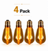 4PACK LED Industrial Style Filament Vintage Globe 2.5W Dimmable