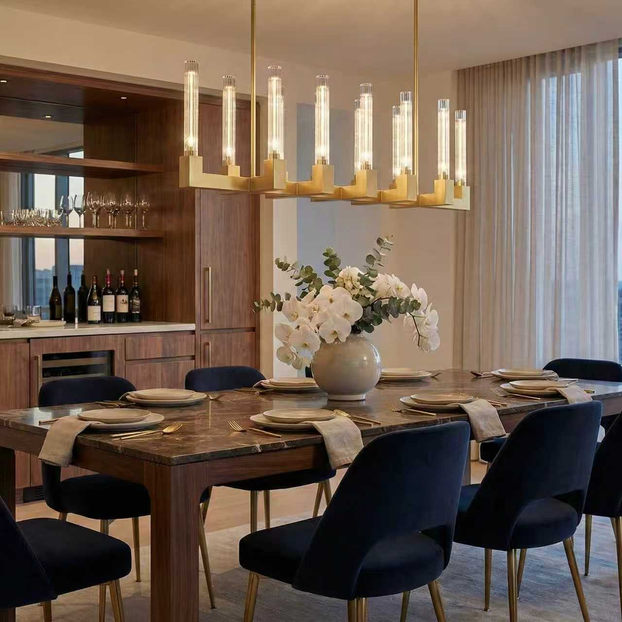 MONTE 12-Lights Modern Style Dining Crystal Chandelier Aged Brass E27 - 7Pandas Australia