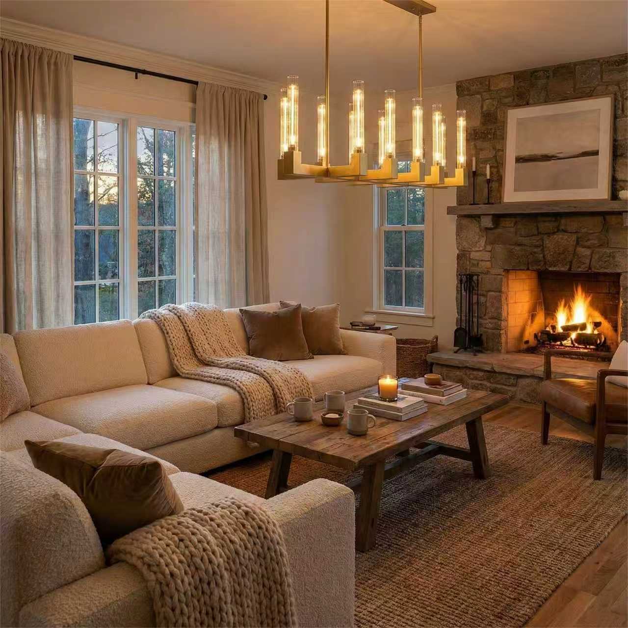 MONTE 12-Lights Modern Style Dining Crystal Chandelier Aged Brass E27 - 7Pandas Australia