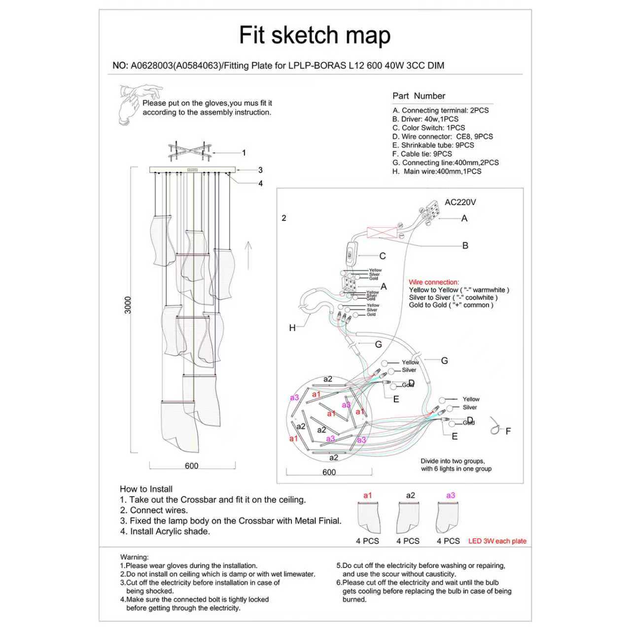 BORAS Modern High Ceiling Acrylic LED Chandelier 3CCT Dimmable - 7Pandas Australia