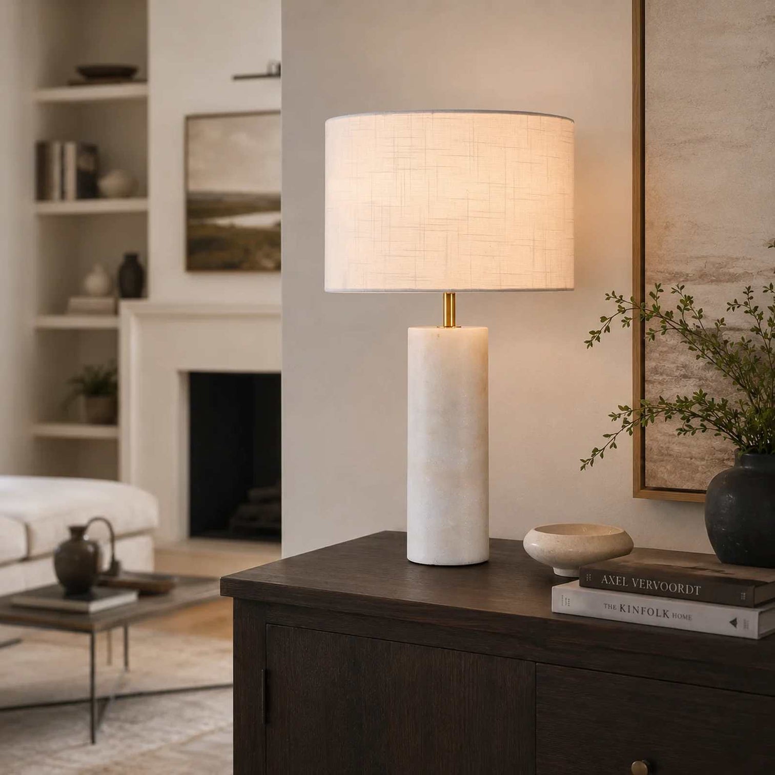 ALESSIA Modern Style Natural Marble Stone Table Lamp with LED Light Dimmable - 7Pandas Australia