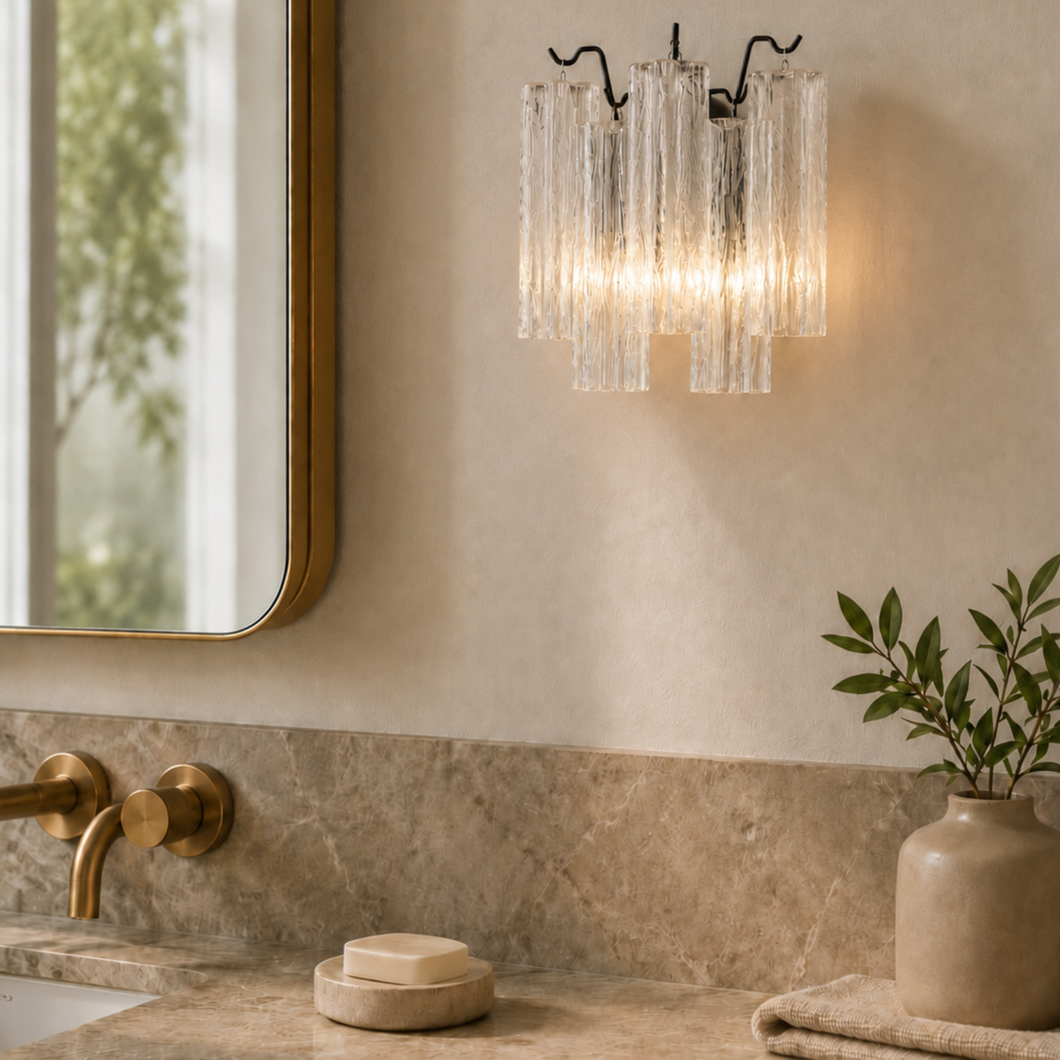ANETTA LED Indoor Handcraft Glass Wall Light with Sculptural Glass Shades - 7Pandas Australia