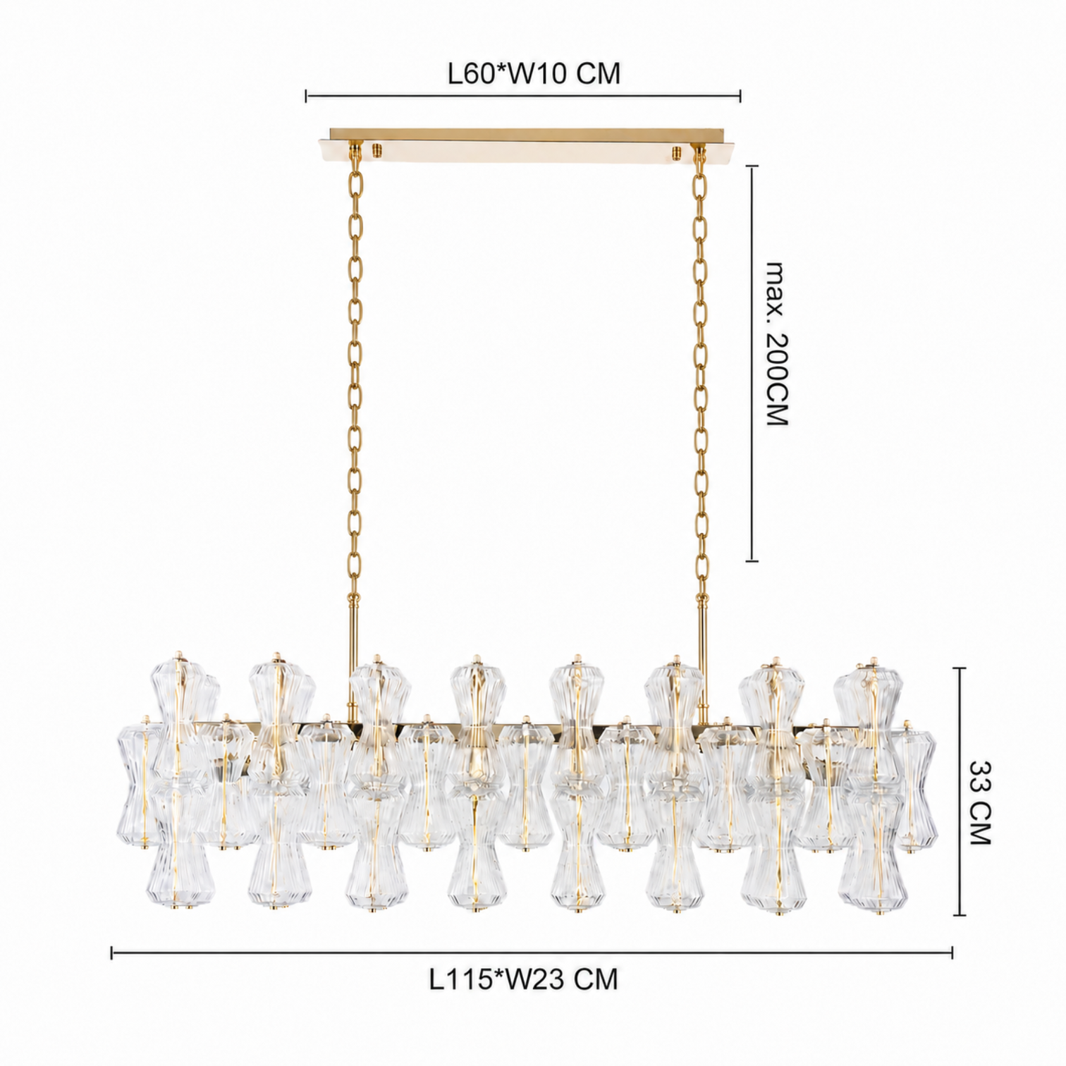 ARES 1150mm LED Rectangular Crystal Dinning Chandelier Dimmable with LED Bulb Aged Brass - 7Pandas Australia