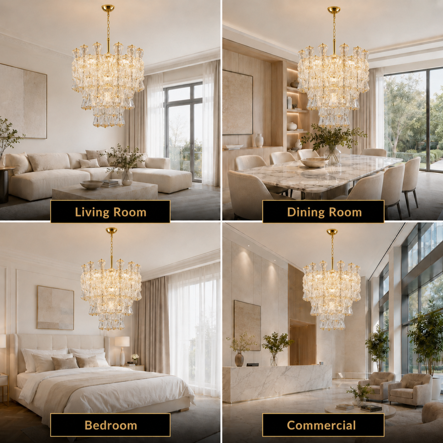 ARES Modern Style Round Chandelier Clear Hand Craft Glass Pendant Ceiling Feature - 7Pandas Australia