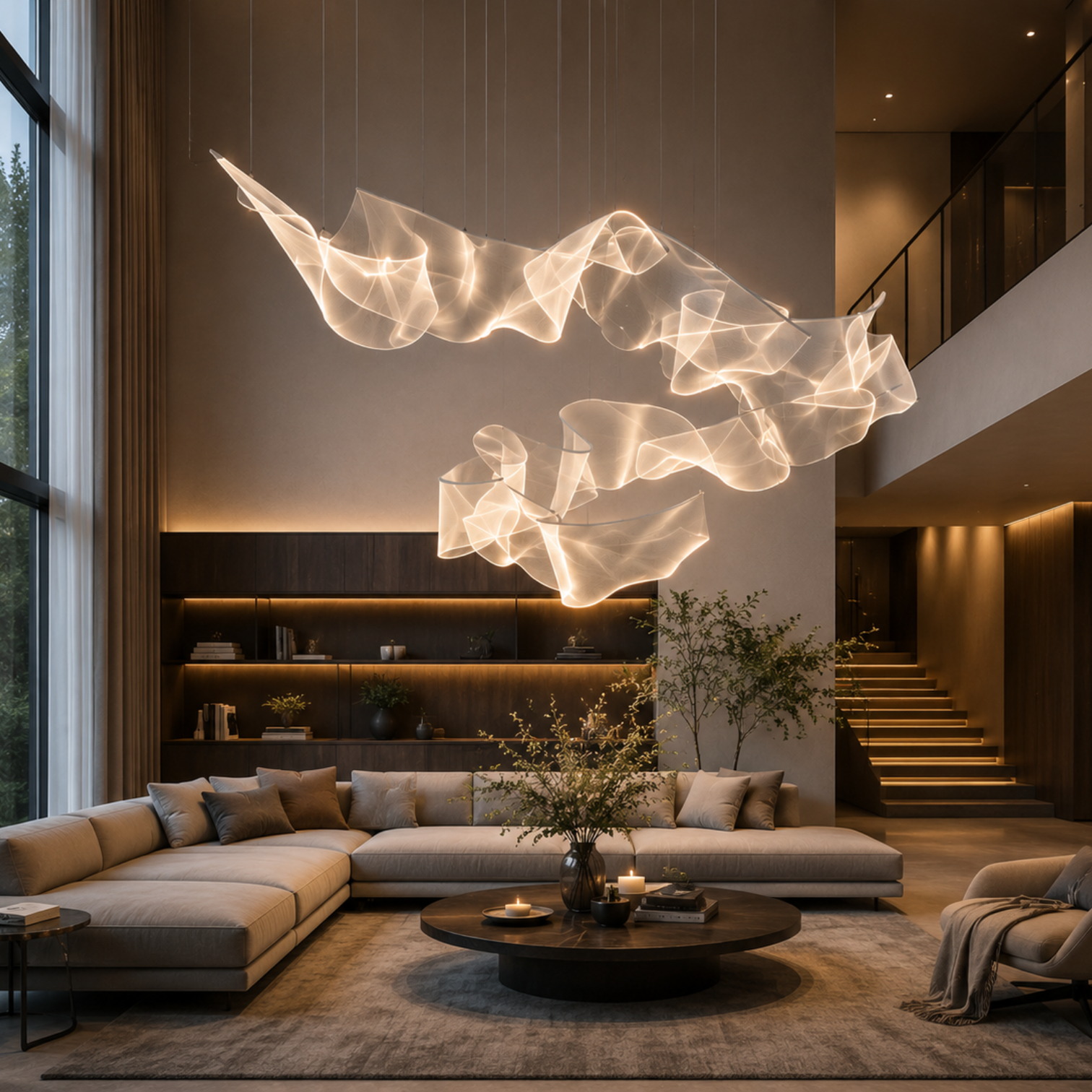 BORAS Large LED Custom Made Modern Style Chandelier Acrylic Dimmable Commercial Hotel Office - 7Pandas Australia