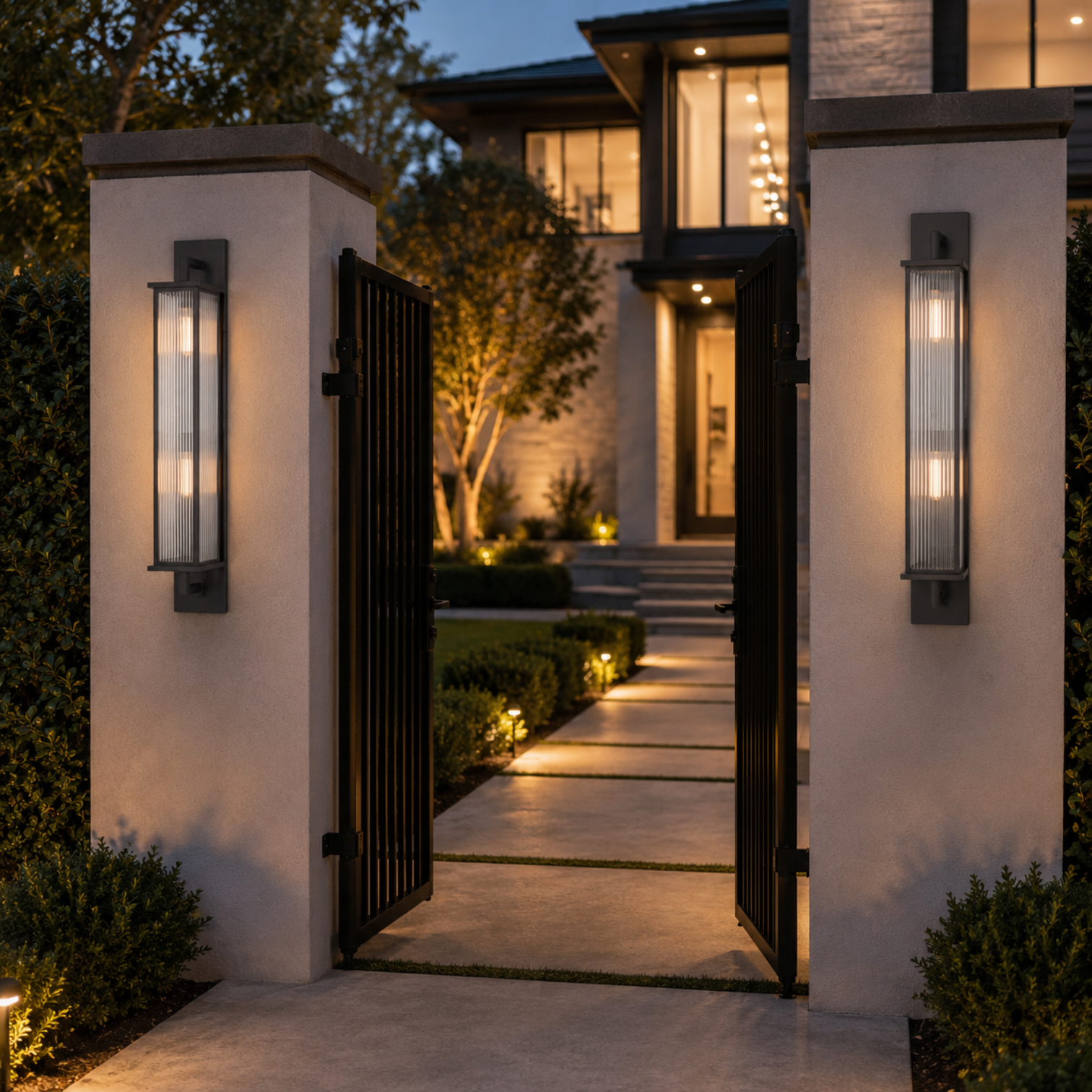 ECOSA Large Luxury Exterior Wall Light Weather Proof Matt Black with LED Light IP44 - 7Pandas Australia
