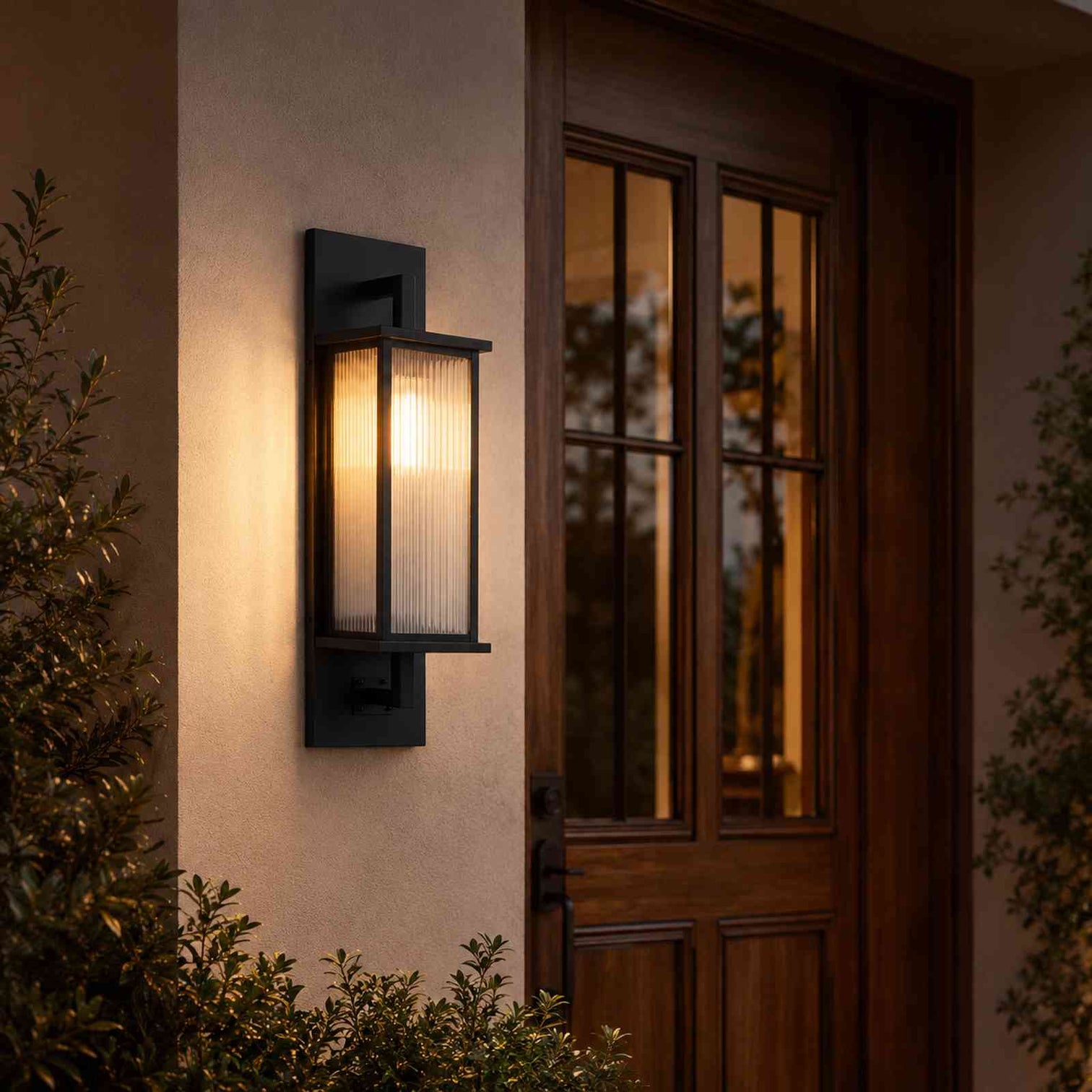 ECOSA Large Luxury Exterior Wall Light Weather Proof Matt Black with LED Light IP44 - 7Pandas Australia