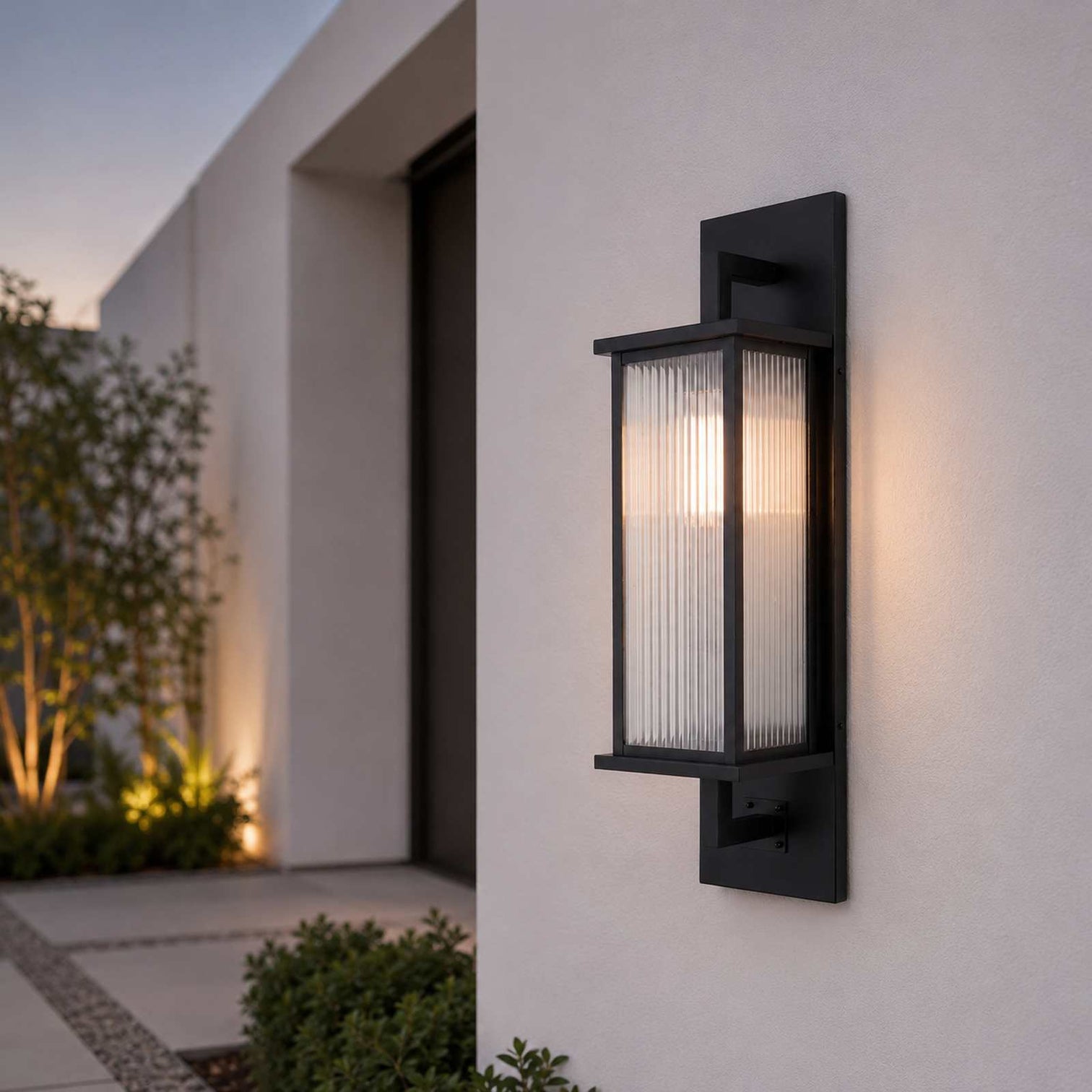 ECOSA Large Luxury Exterior Wall Light Weather Proof Matt Black with LED Light IP44 - 7Pandas Australia