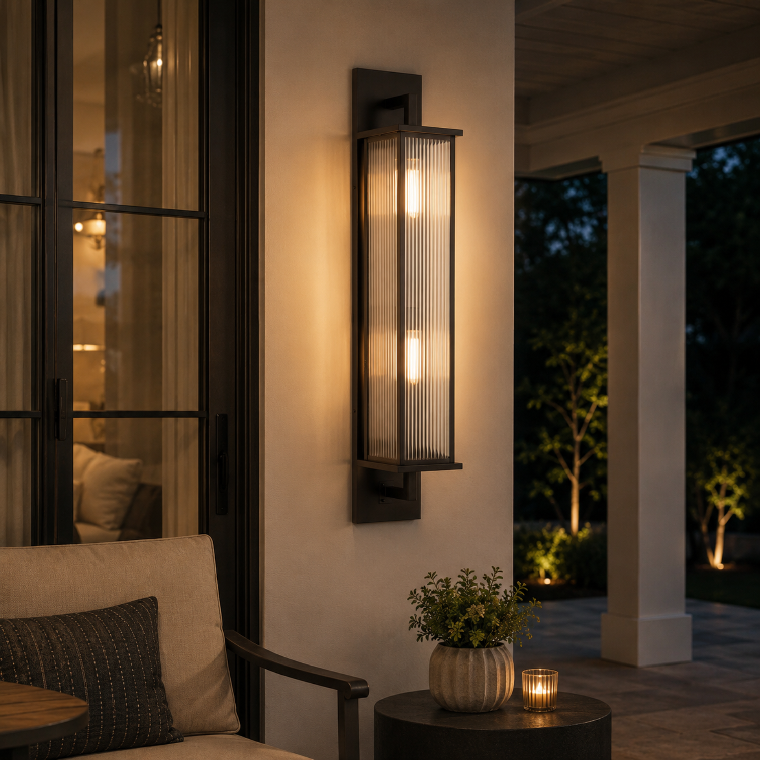 ECOSA Large Luxury Exterior Wall Light Weather Proof Matt Black with LED Light IP44 - 7Pandas Australia