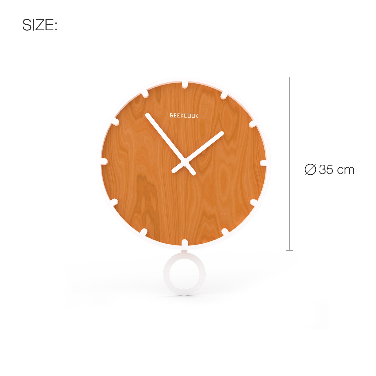 WAKI Quatz Wall Clock 14 Inch 350mm Black White MDF Frame Wood Finish Wood Finger - 7Pandas Australia