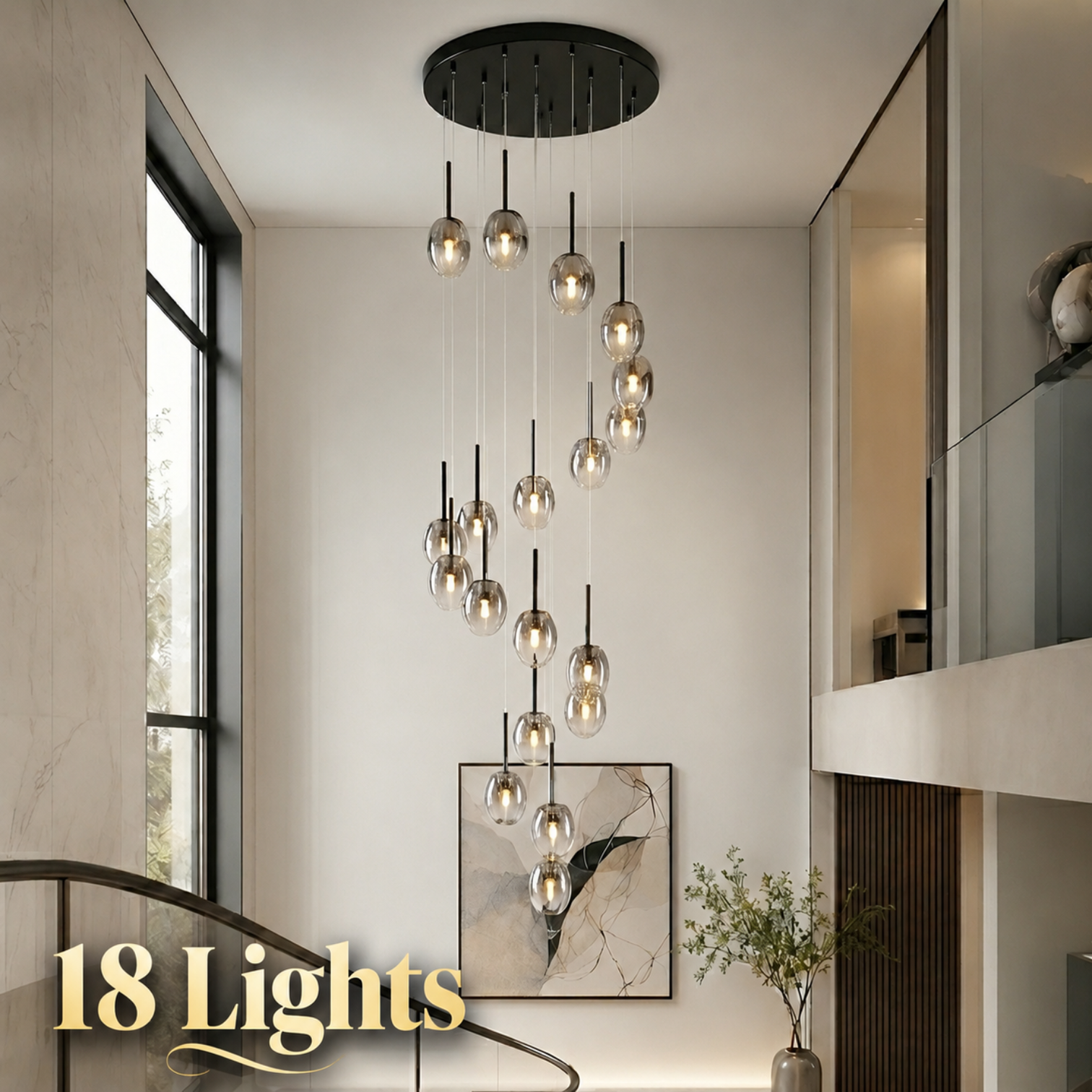 HERA LED Staircase Pendant Chandelier Lights Multi-Light Glass Fixture Dimmable - 7Pandas Australia