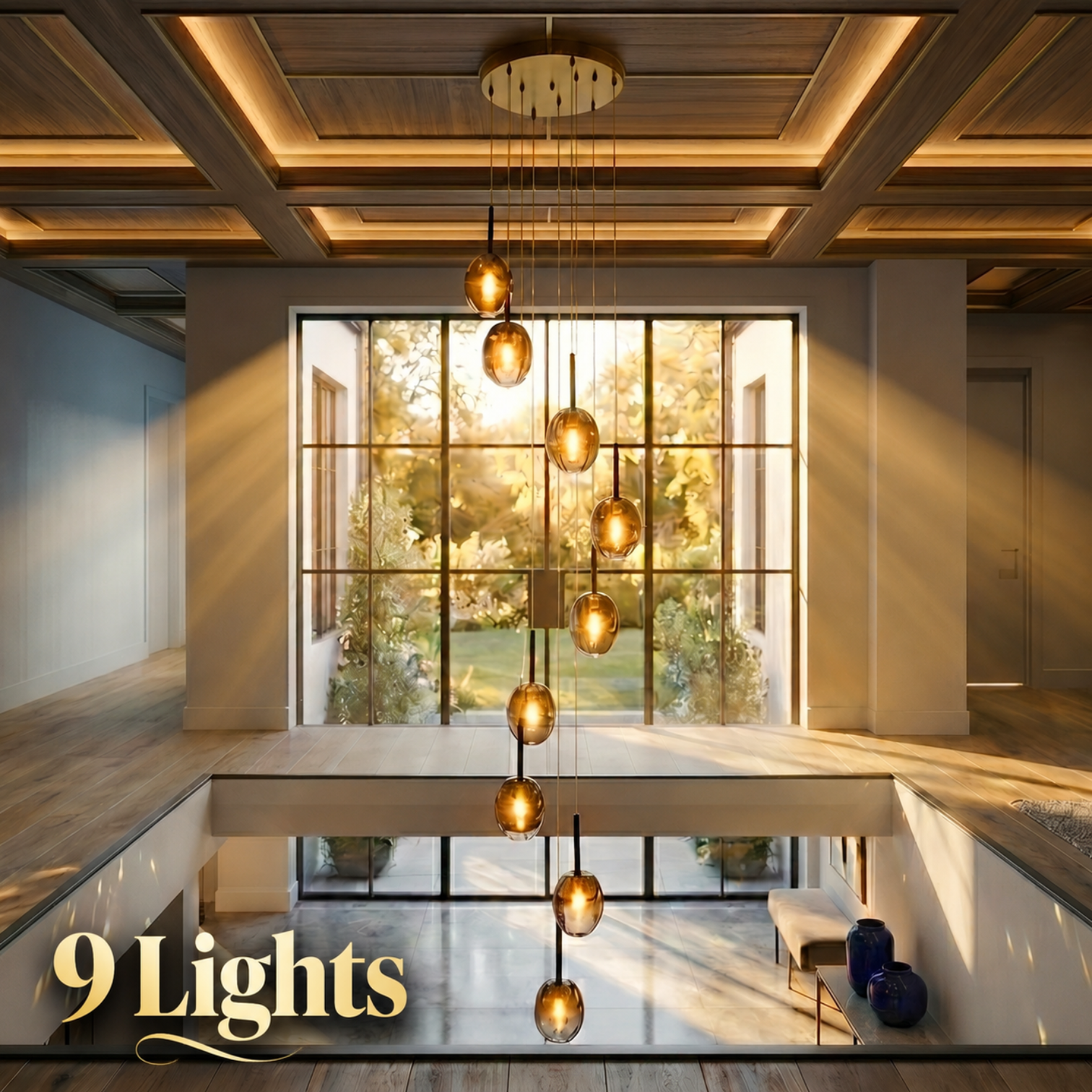 HERA LED Staircase Pendant Chandelier Lights Multi-Light Glass Fixture Dimmable - 7Pandas Australia