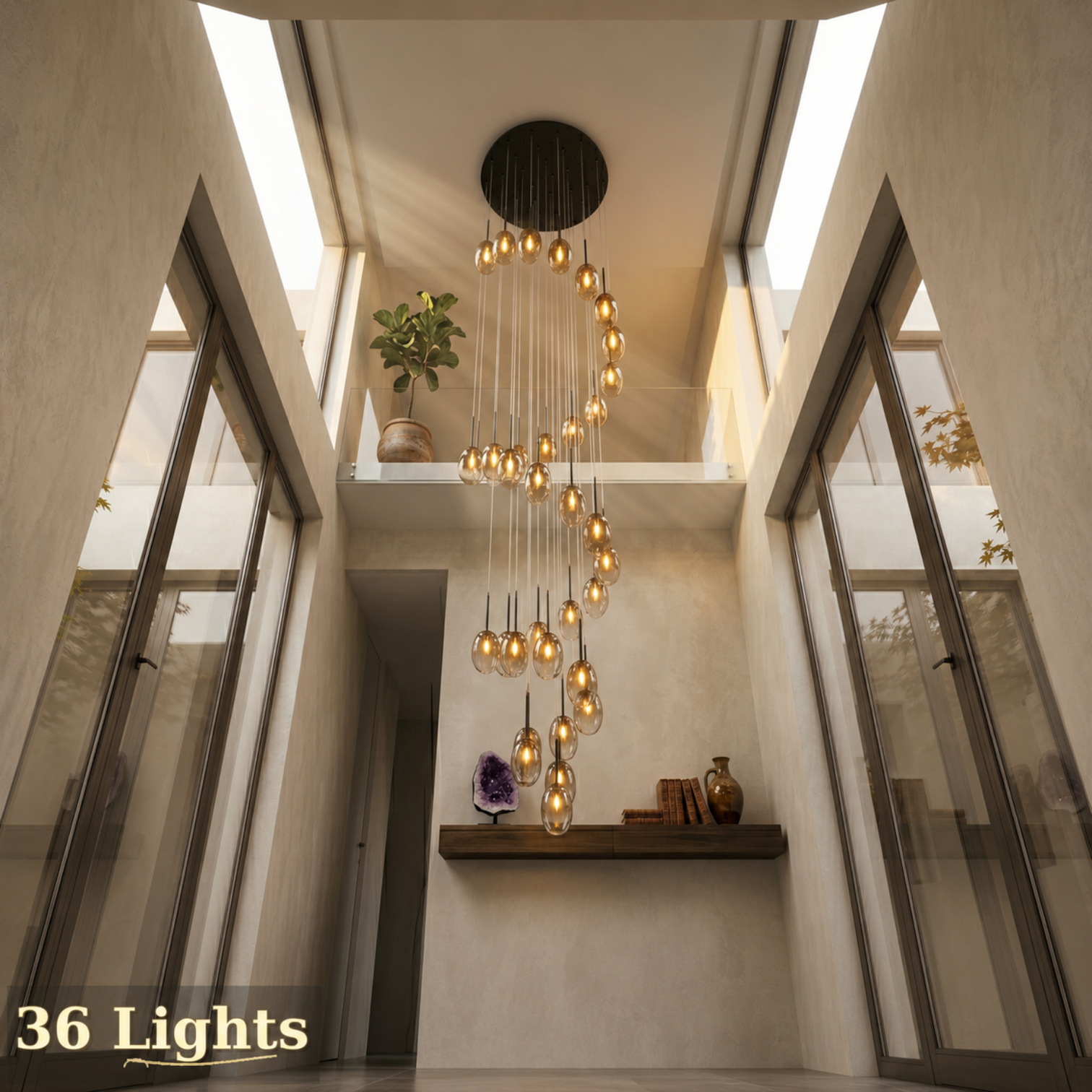 HERA LED Staircase Pendant Chandelier Lights Multi-Light Glass Fixture Dimmable - 7Pandas Australia