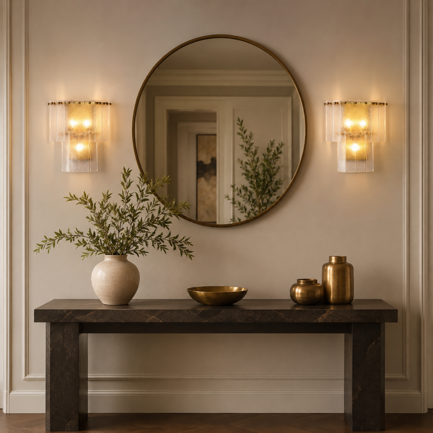JOANA Interior Designer Aged Brass Wall Light Layered Glass Sconce with LED Bulb Dimmable - 7Pandas Australia