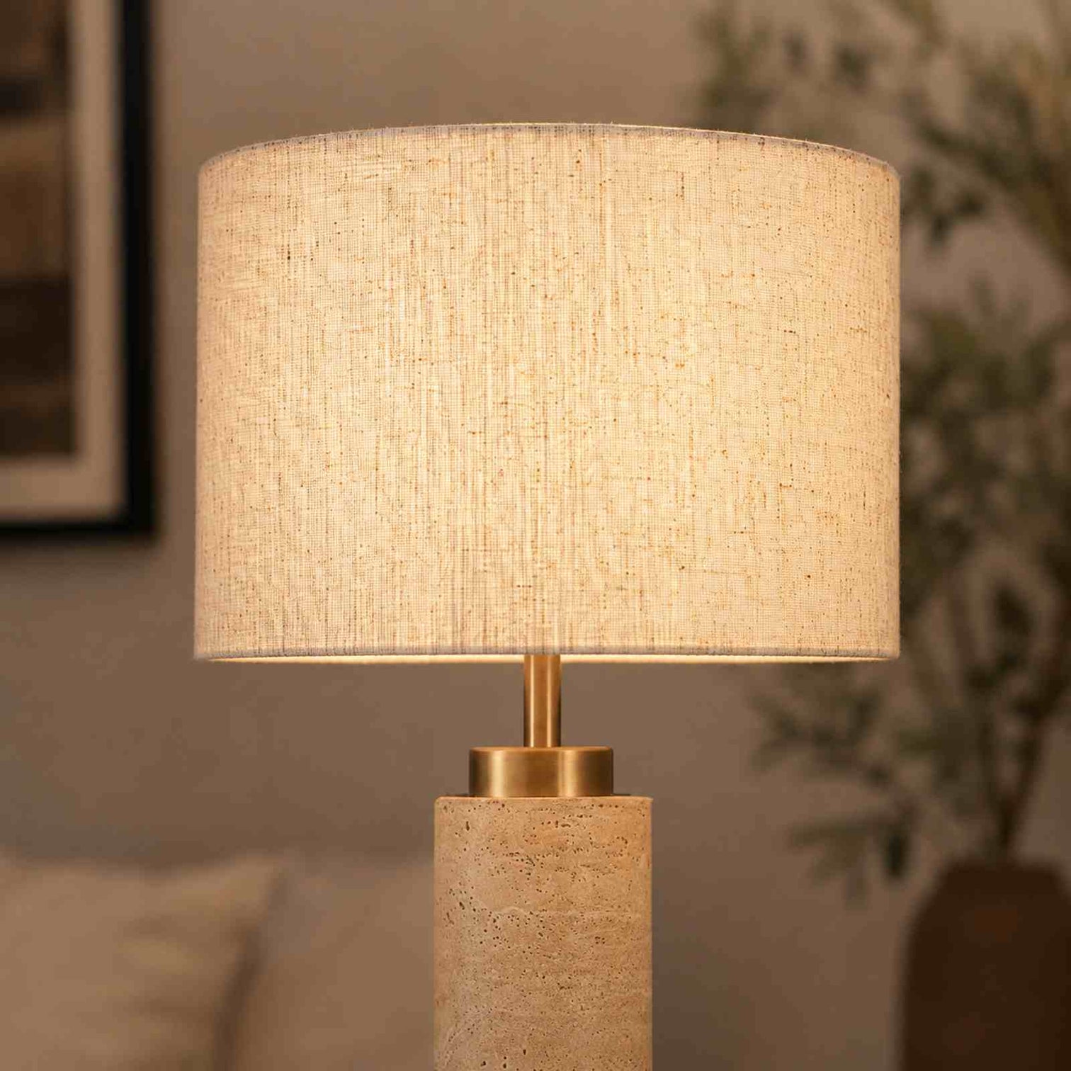 MIA Modern Table Lamp With White Shade Stone Style Base - 7Pandas Australia
