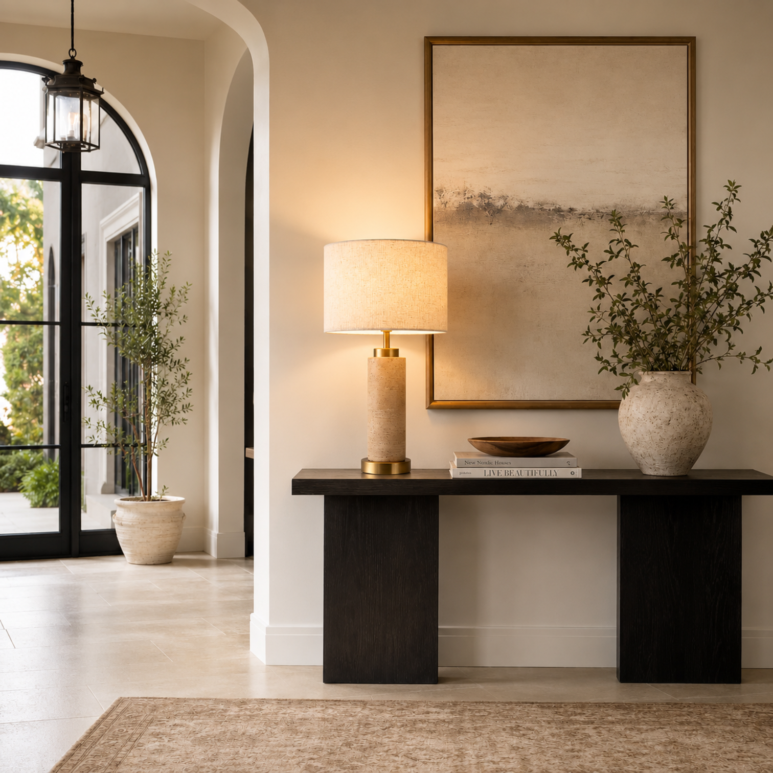 MIA Modern Table Lamp With White Shade Stone Style Base - 7Pandas Australia