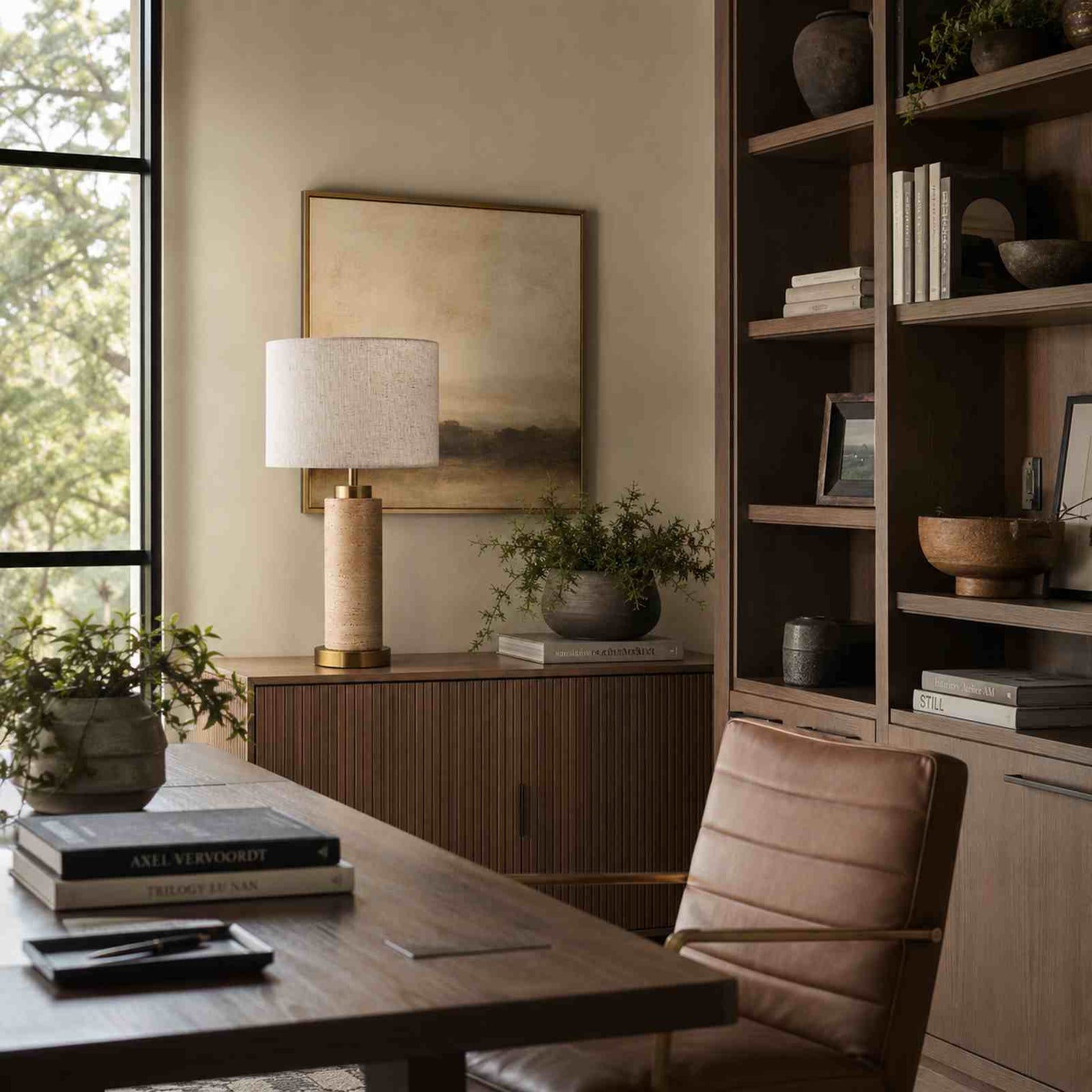 MIA Modern Table Lamp With White Shade Stone Style Base - 7Pandas Australia